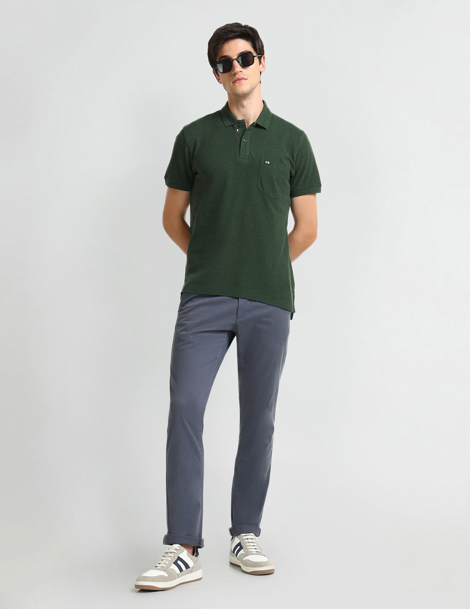 Arrow Sports Chest Pocket Heathered Polo Shirt