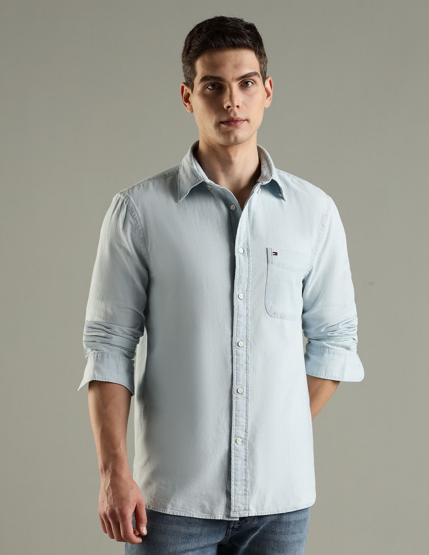 Tommy Hilfiger Solid Regular Fit Cotton Shirt