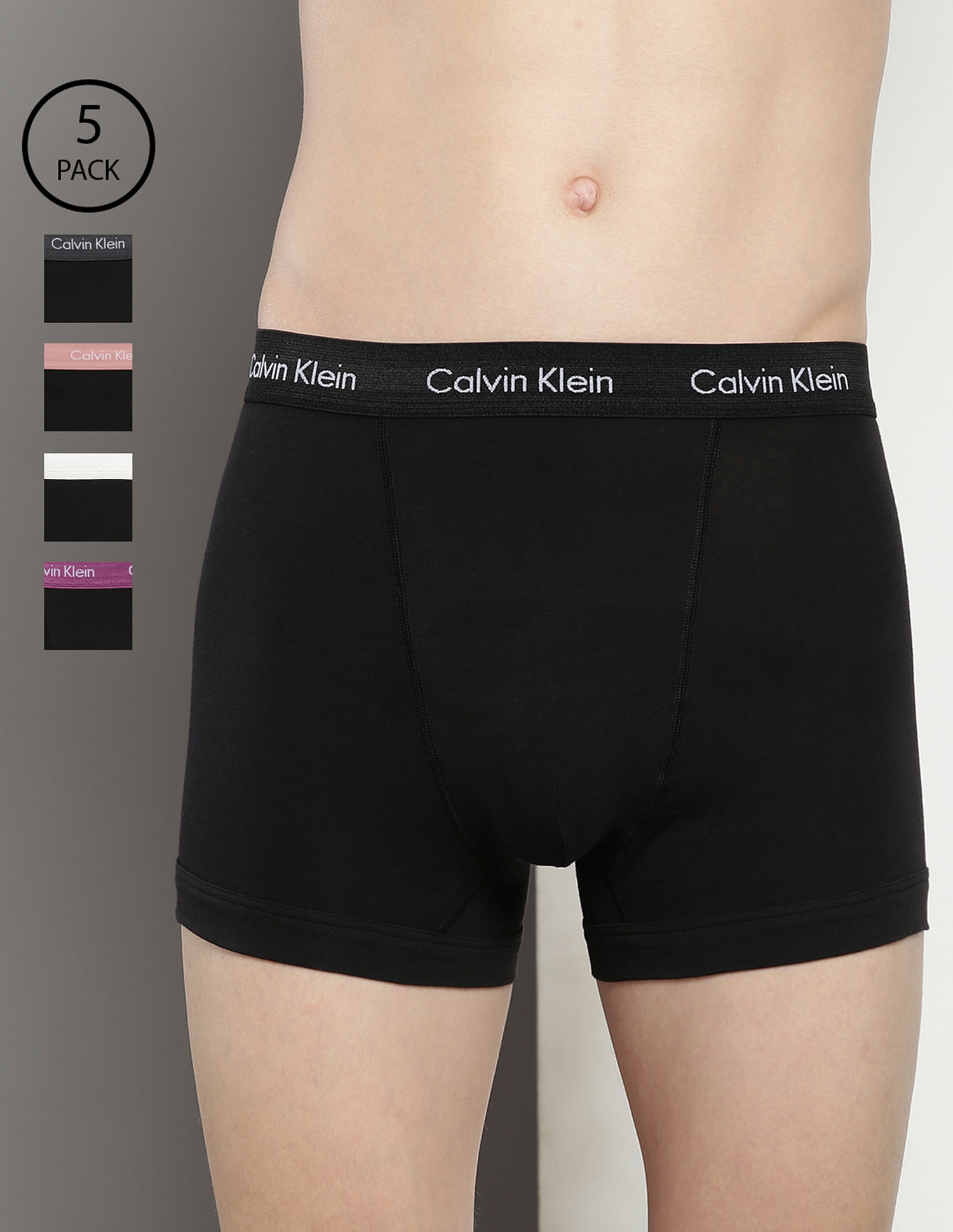 Calvin Klein Cotton Stretch Trunks 5 Pack In Black