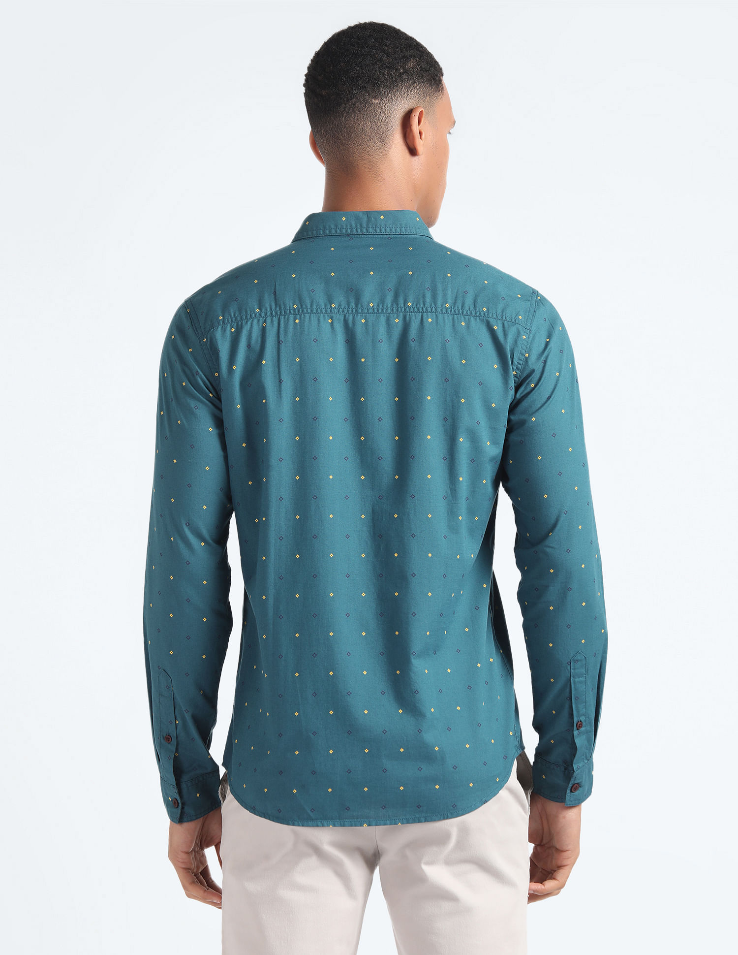 Flying Machine Geometric Print Cotton Shirt