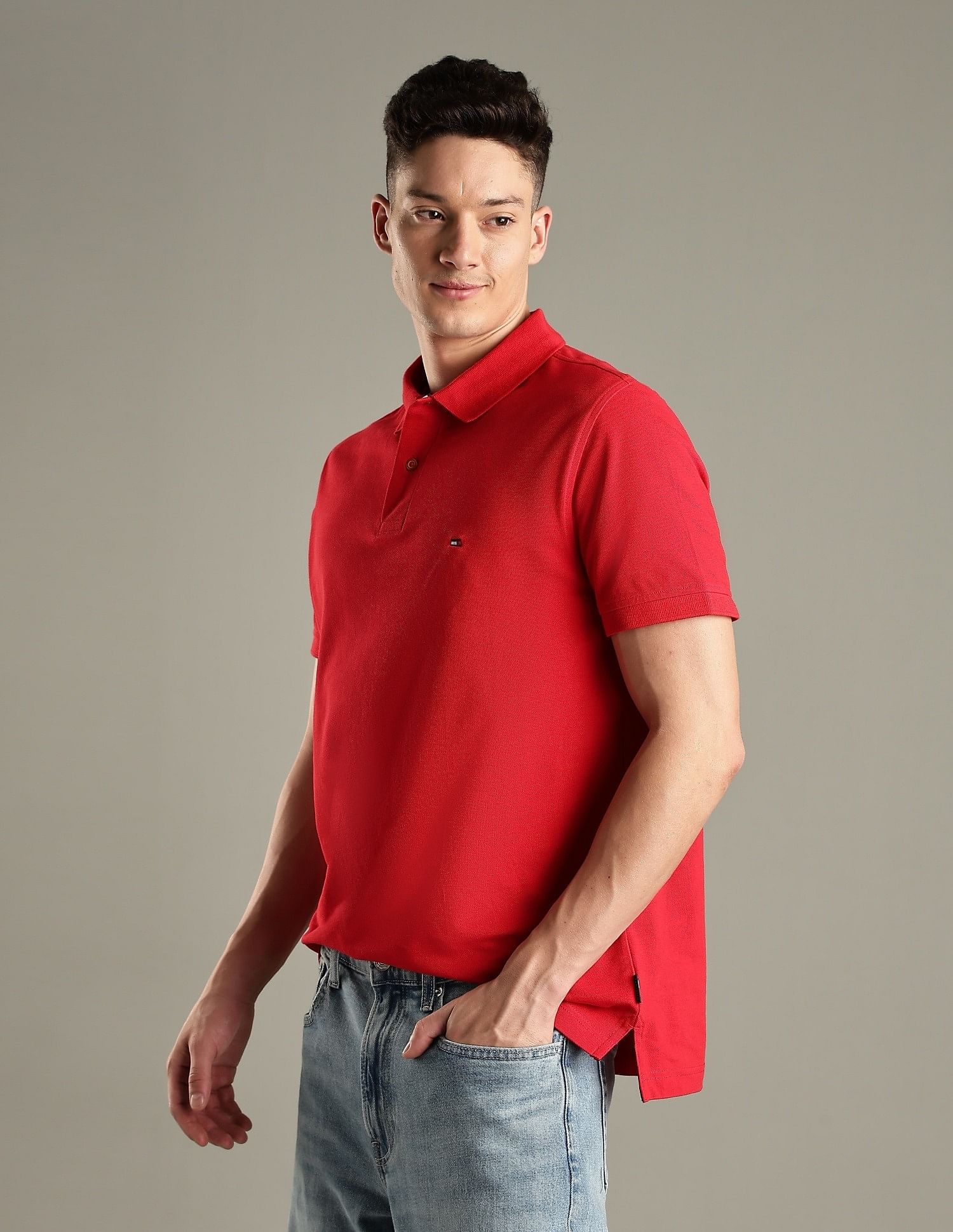 Tommy Hilfiger Solid Regular-Fit Cotton Polo Shirt