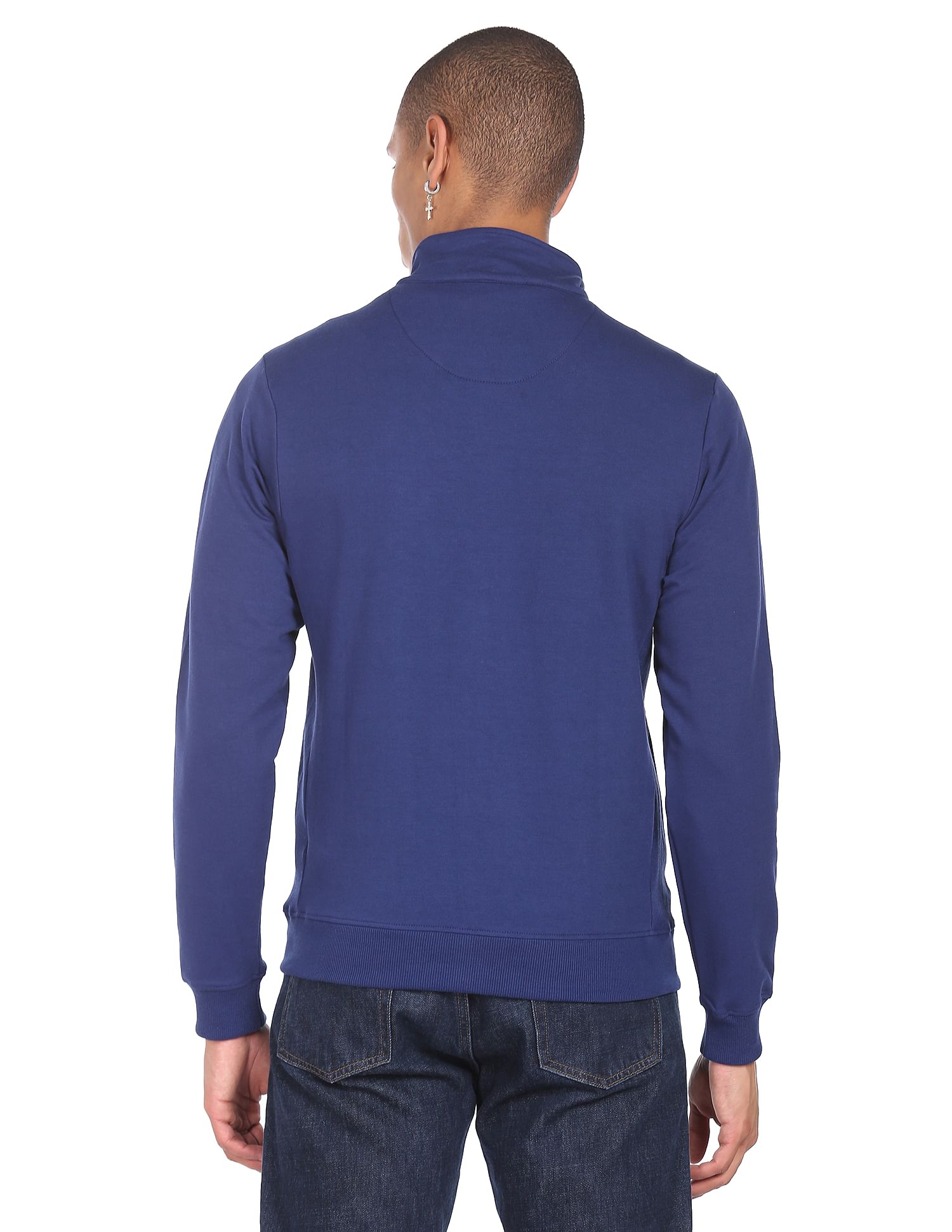 Flying Machine High Neck Colour Block Panelled Sweatshirt