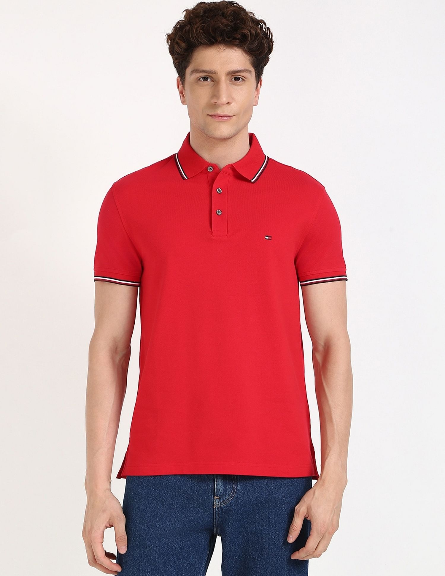 Tommy Hilfiger Solid Slim-Fit Cotton Polo Shirt