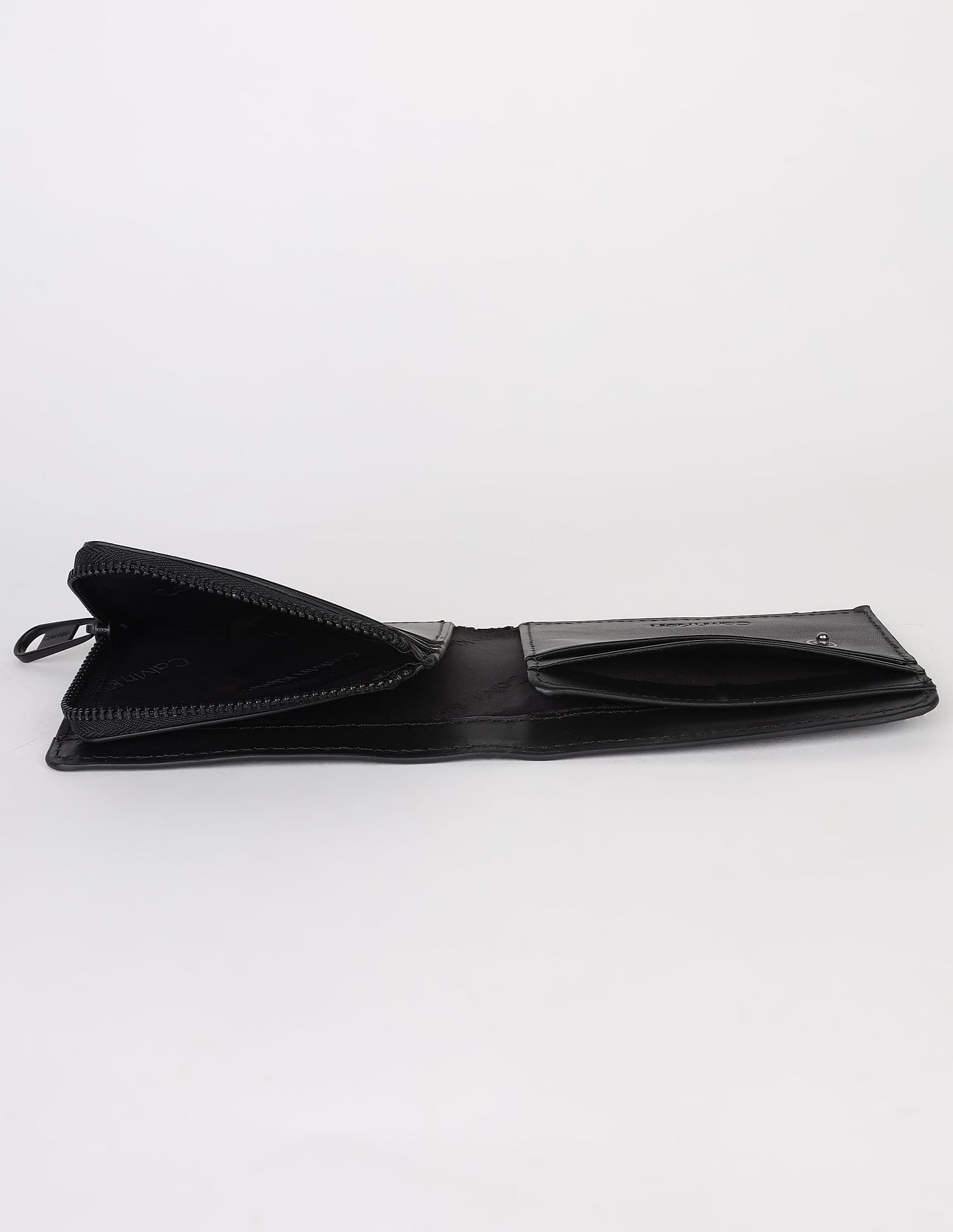Calvin Klein Logo Black Leather Bi-Fold Wallet