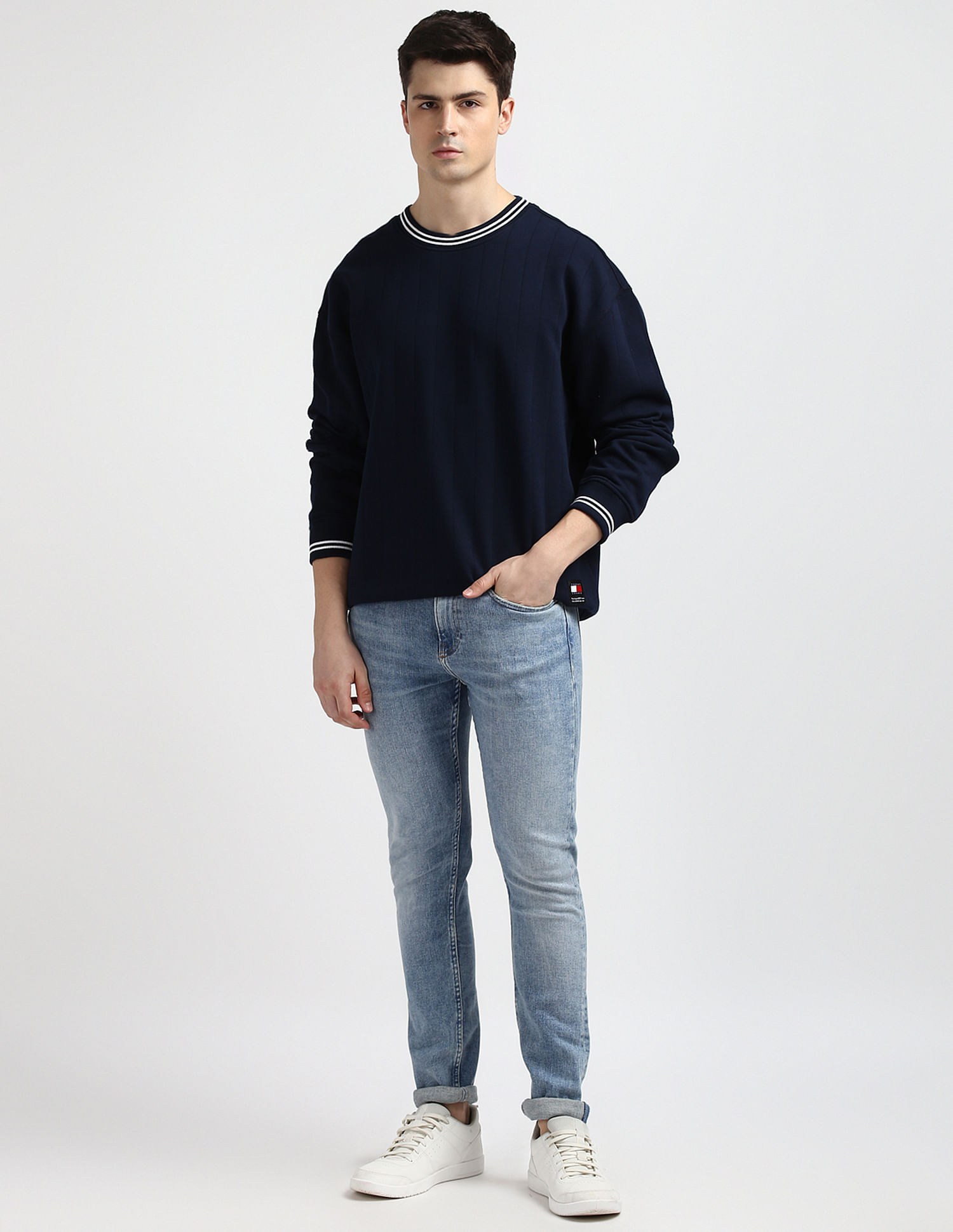 Tommy Hilfiger Jacquard Striped Relaxed Fit Sweater