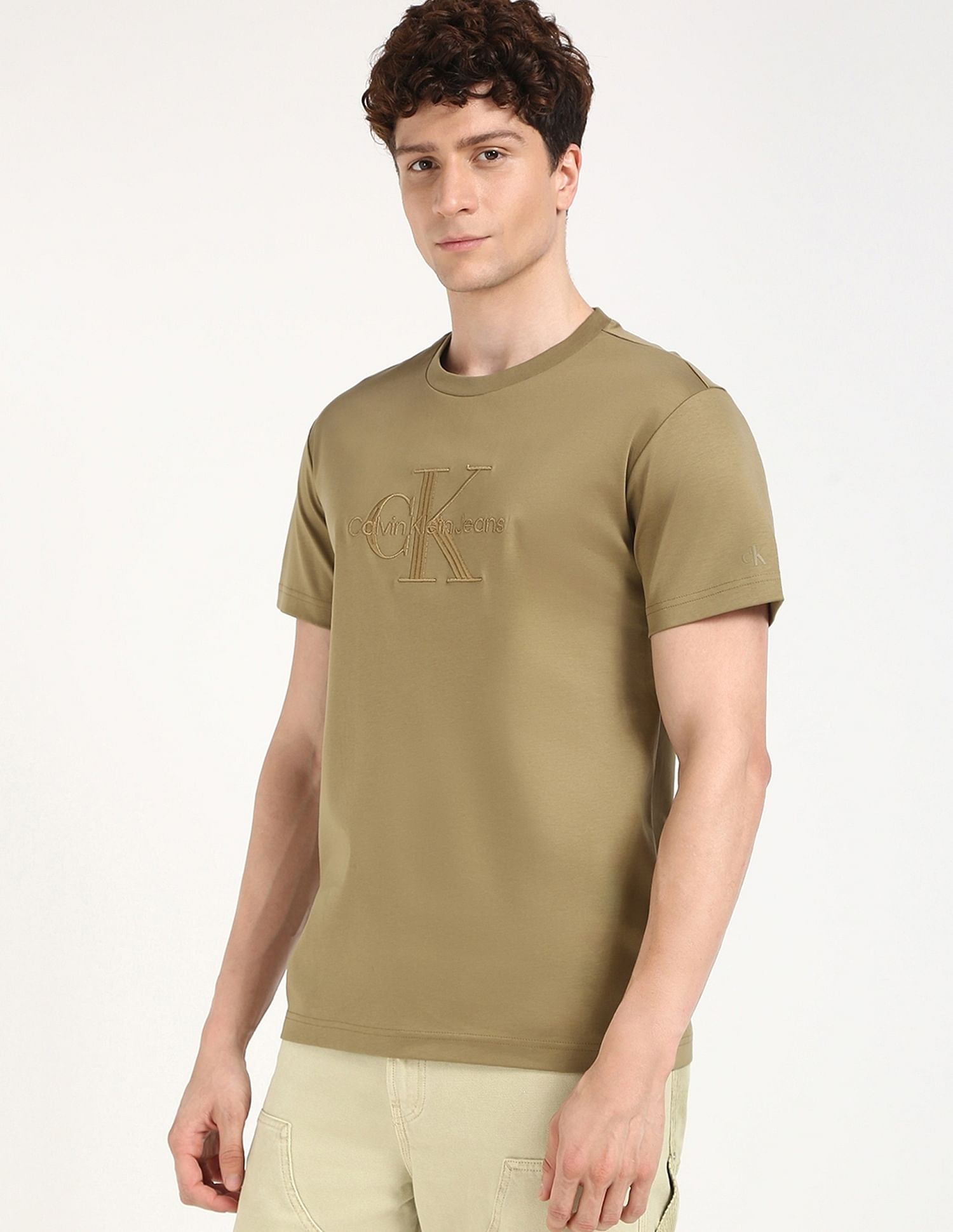 Calvin Klein Jeans Embroidered Logo Regular-Fit Cotton T Shirt