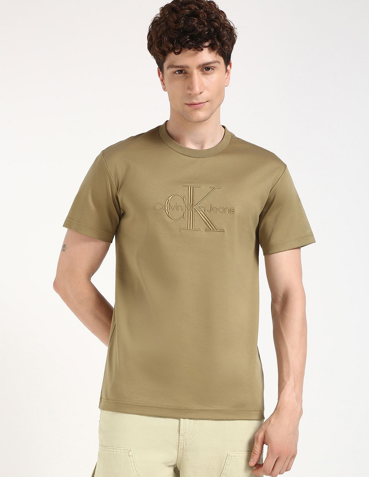 Calvin Klein Jeans Embroidered Logo Regular-Fit Cotton T Shirt