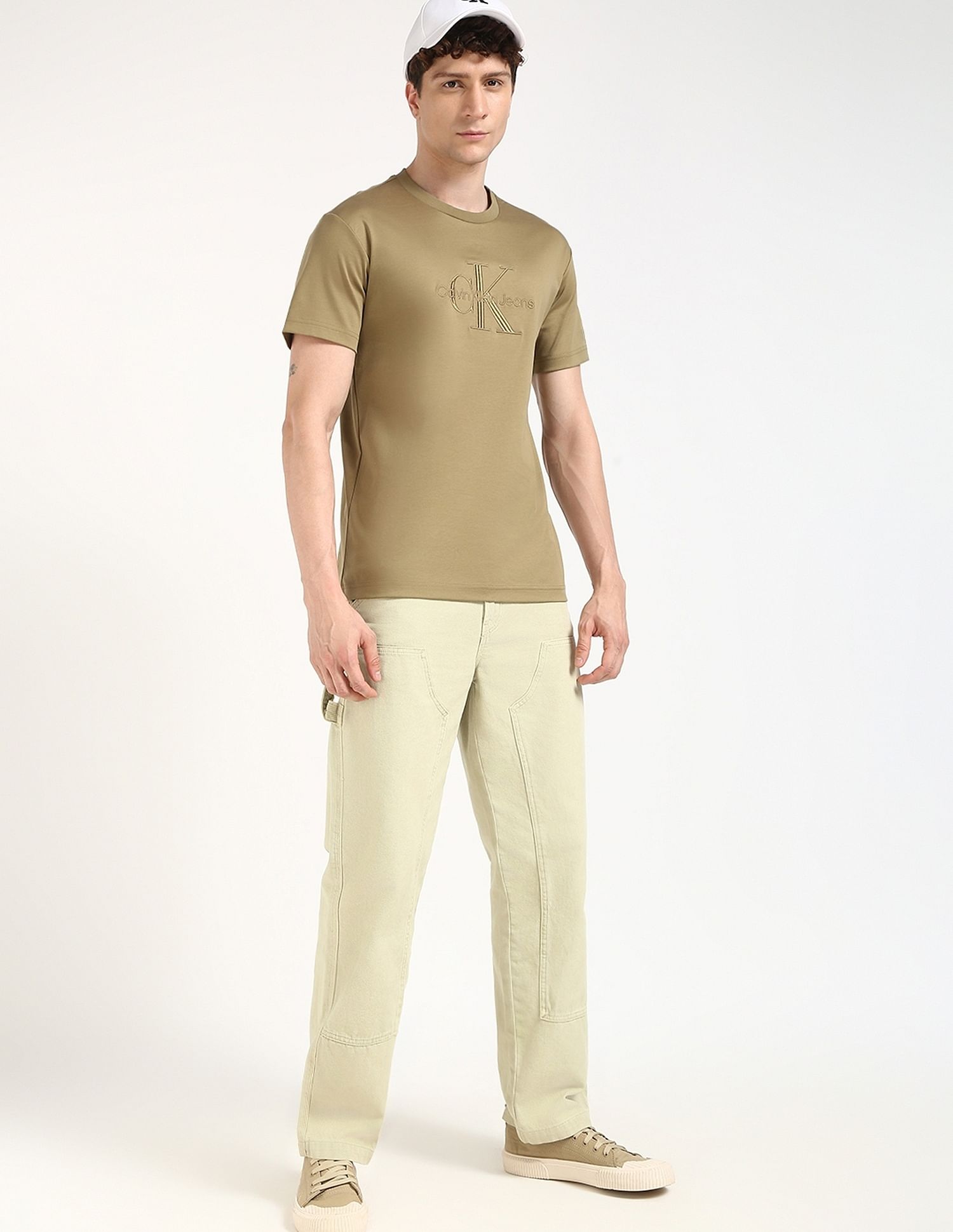 Calvin Klein Jeans Embroidered Logo Regular-Fit Cotton T Shirt