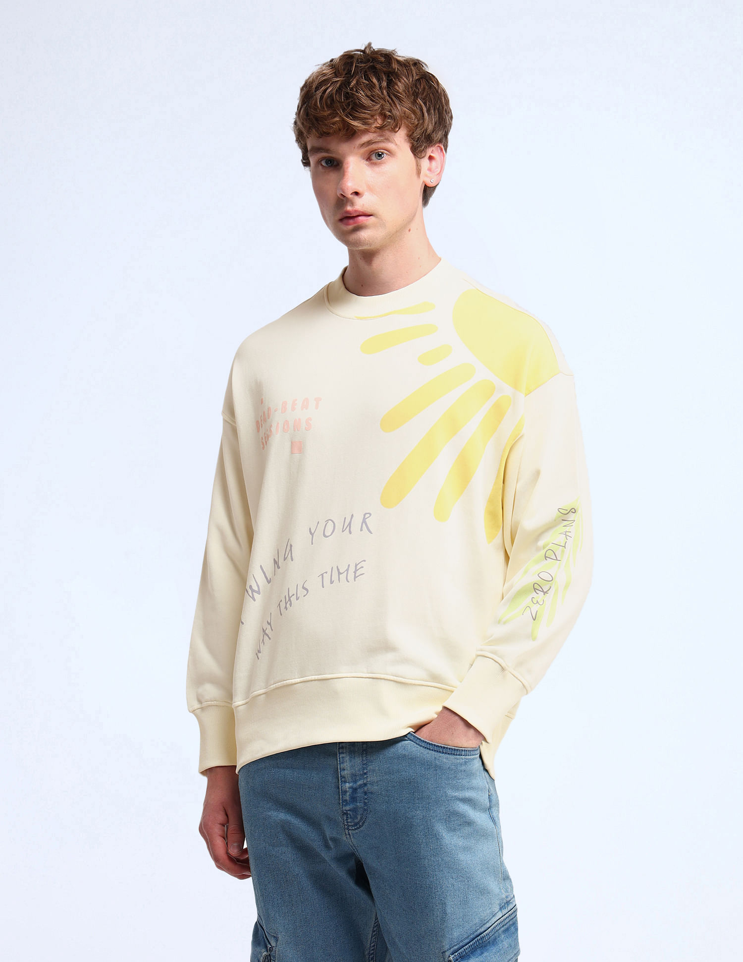 Flying Machine Oversized Fit Printed Sweatshirt