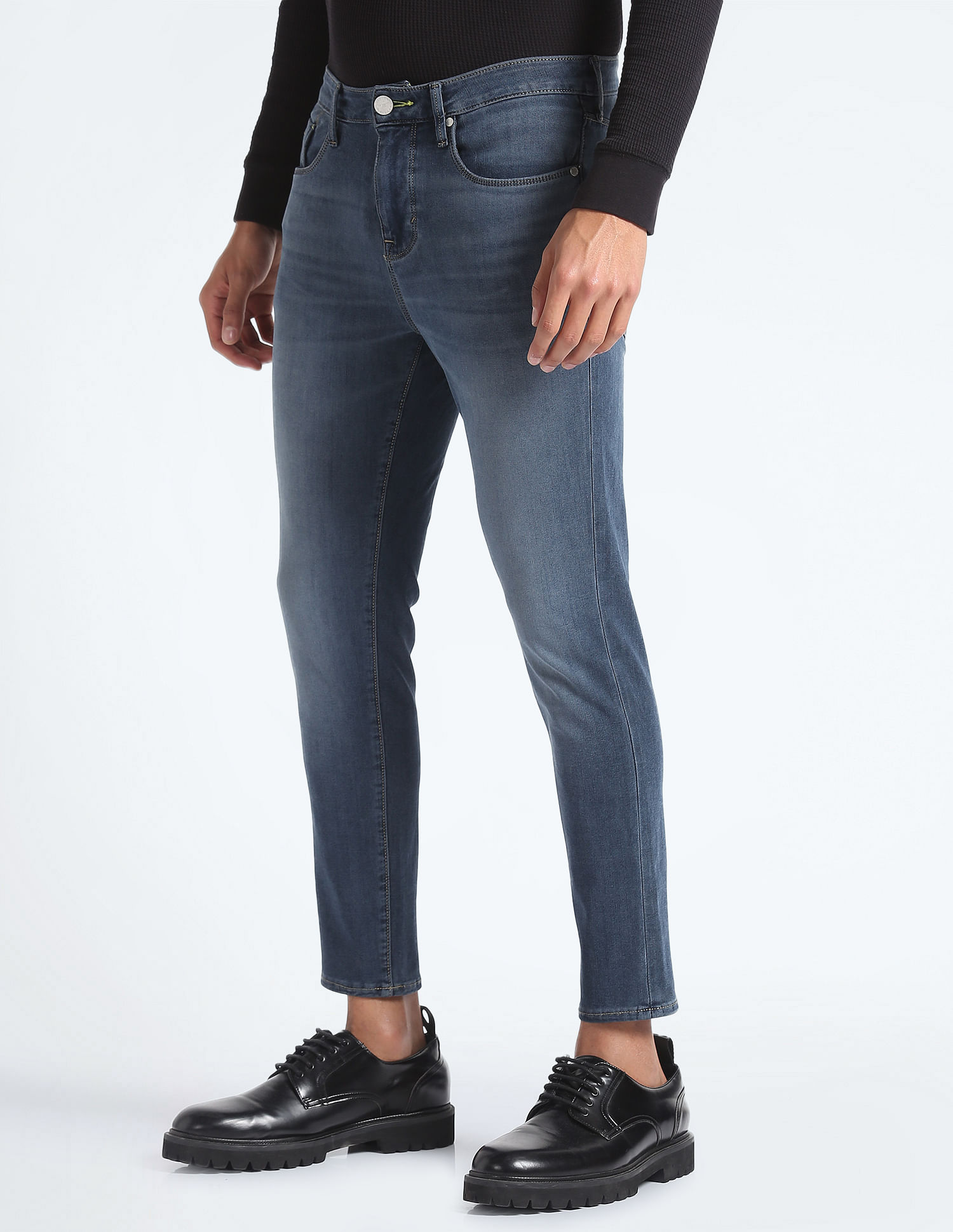 Mens skinny cropped on sale jeans