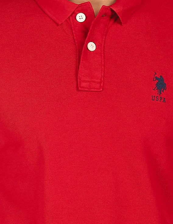 U.S. Polo Assn. Men Red Solid Polo T-Shirt