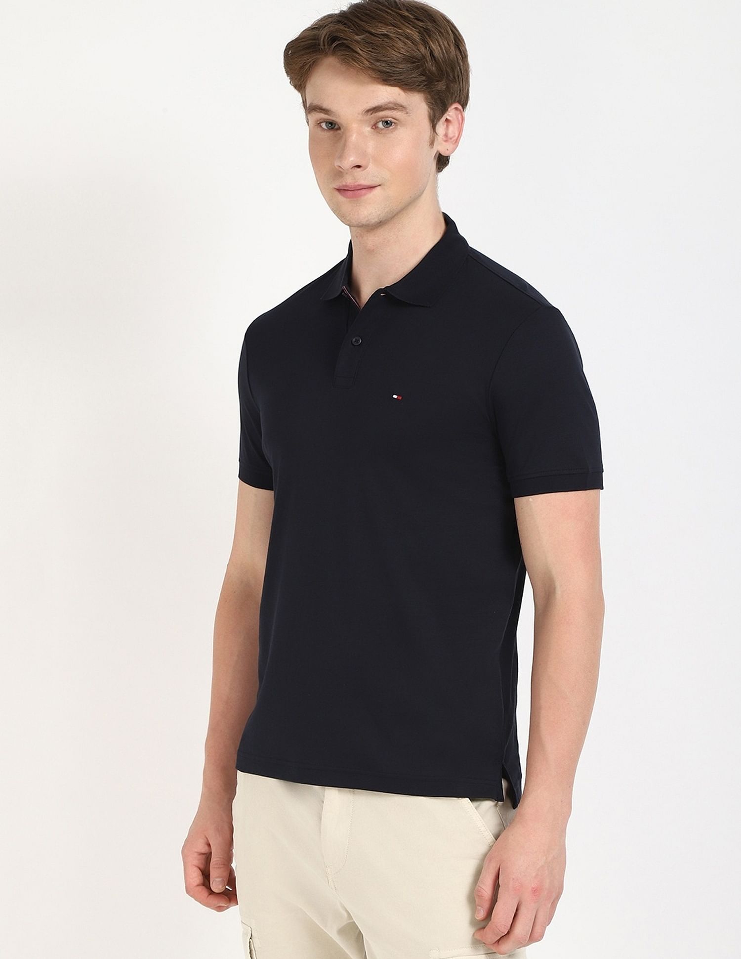 Tommy Hilfiger Solid Regular-Fit Cotton Polo Shirt