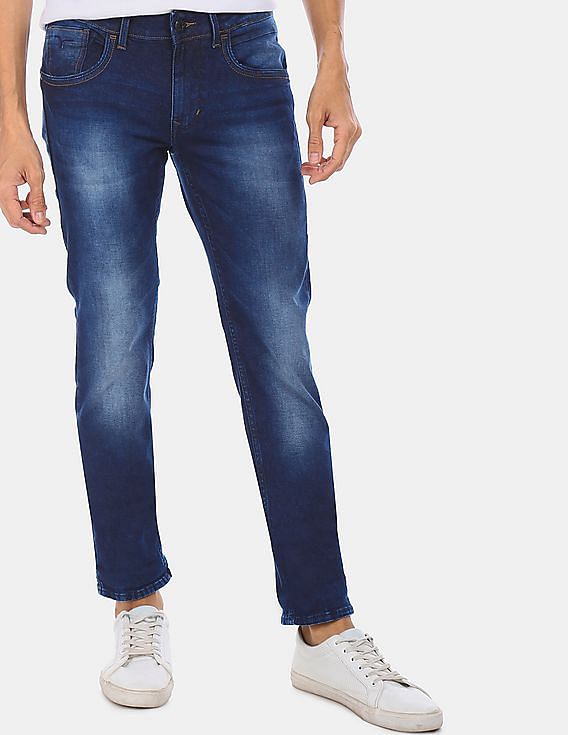 Flying Machine Men Dark Blue Jackson Skinny Fit Low Rise Jeans