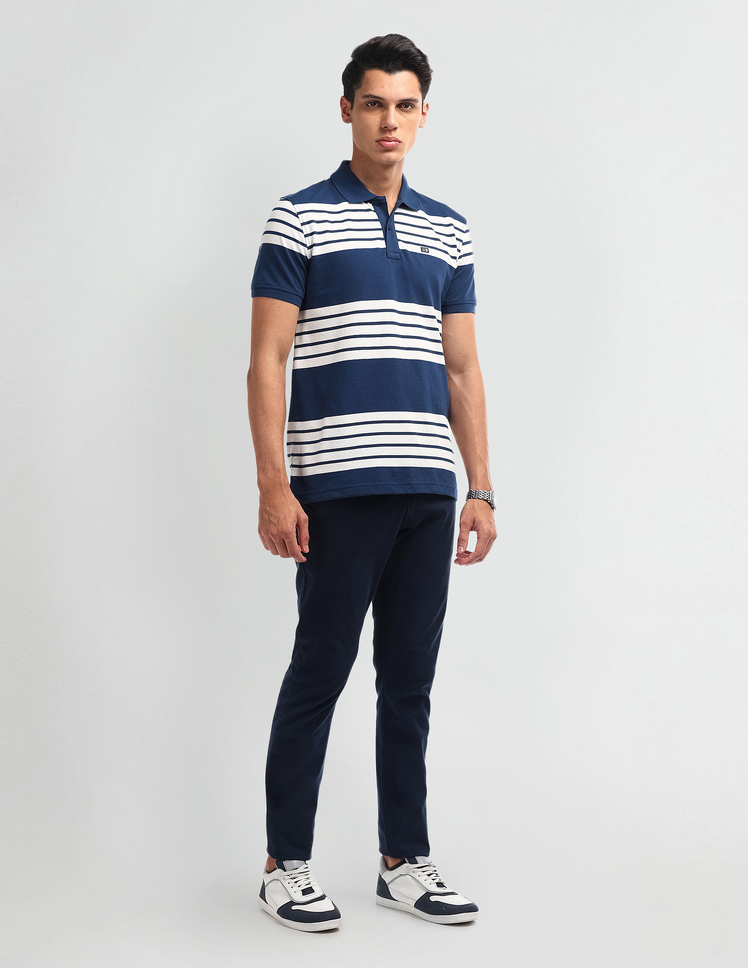 Arrow Sport Horizontal Stripe Regular Fit Polo Shirt