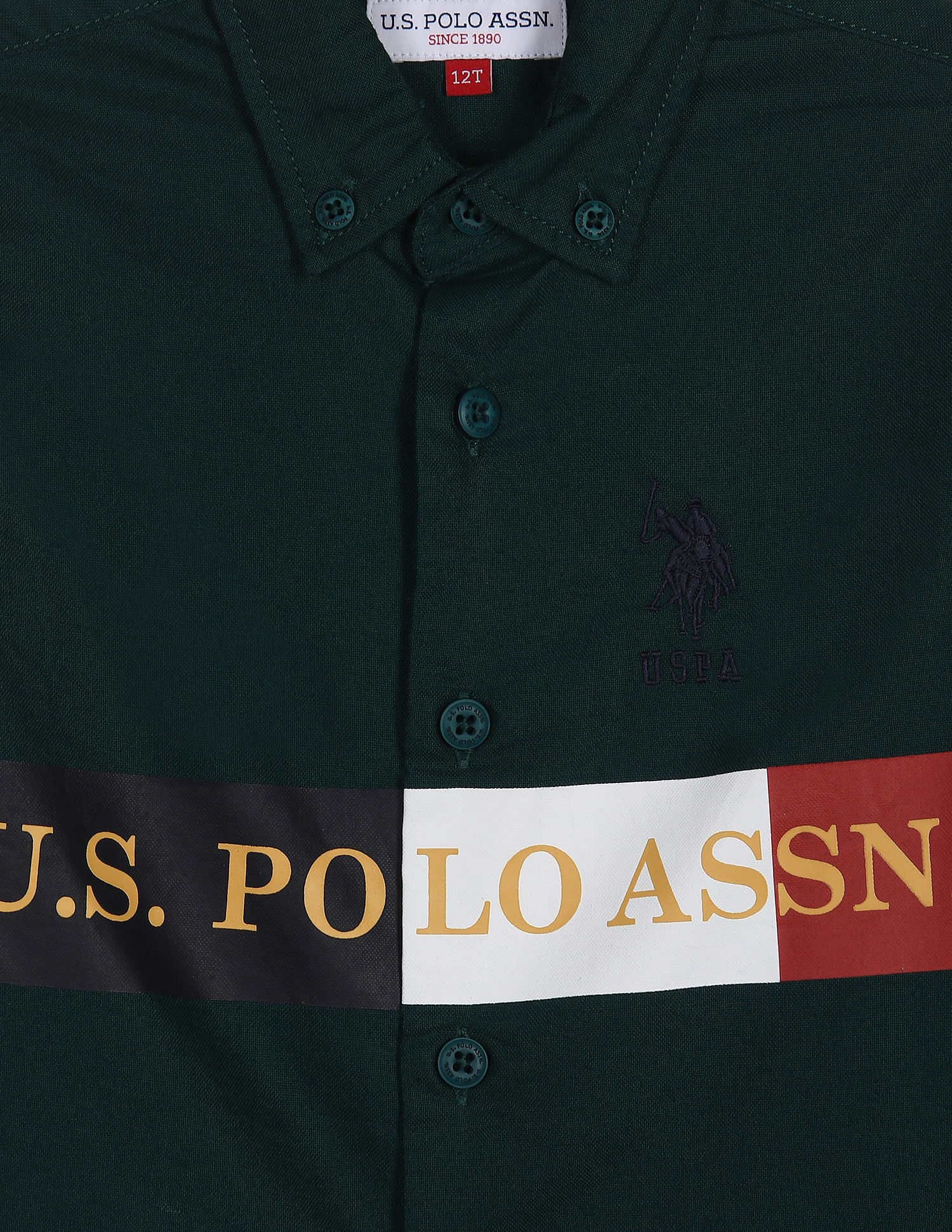 U.S. Polo Assn. Kids Boys Brand Print Cotton Shirt