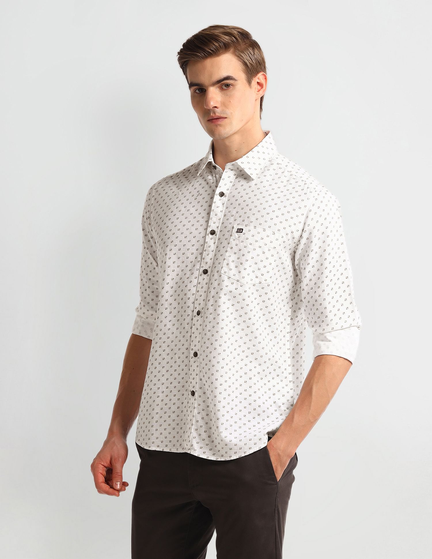Arrow Sport Slim Fit Geometric Print Shirt