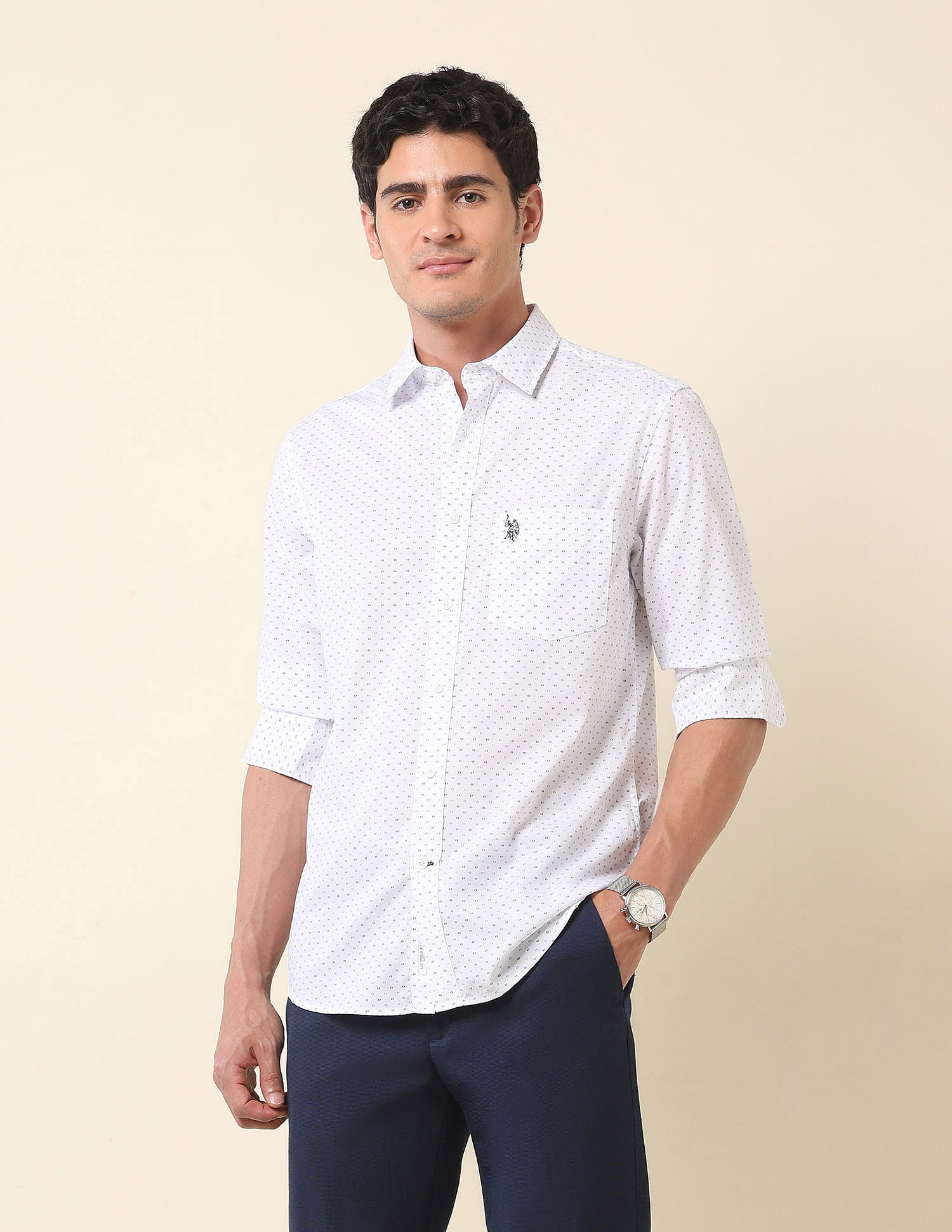 U.S. Polo Assn. Pure Cotton Geometric Printed Shirt