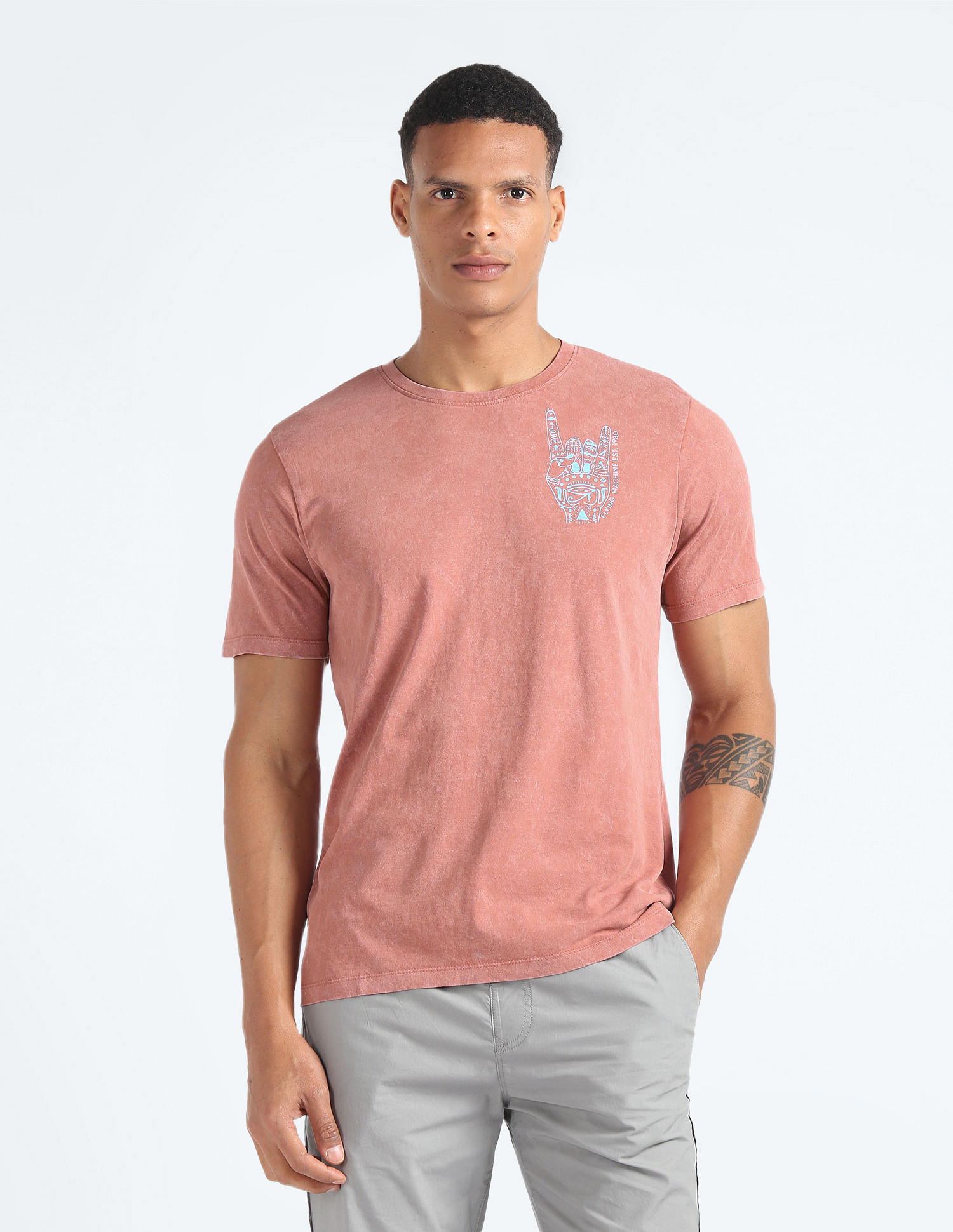 Flying Machine Typographic Print Cotton T-Shirt