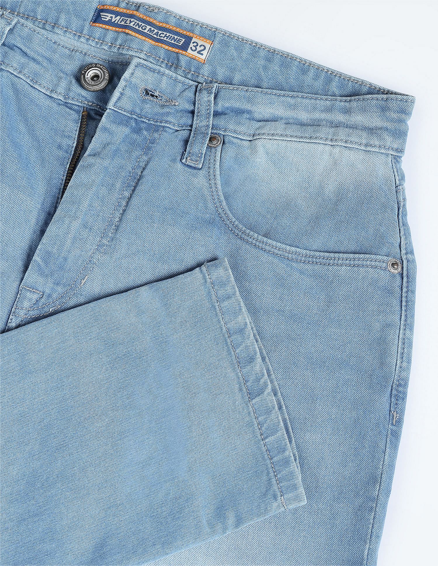 Flying Machine Slash Slim Tapered Fit Mid Rise Jeans