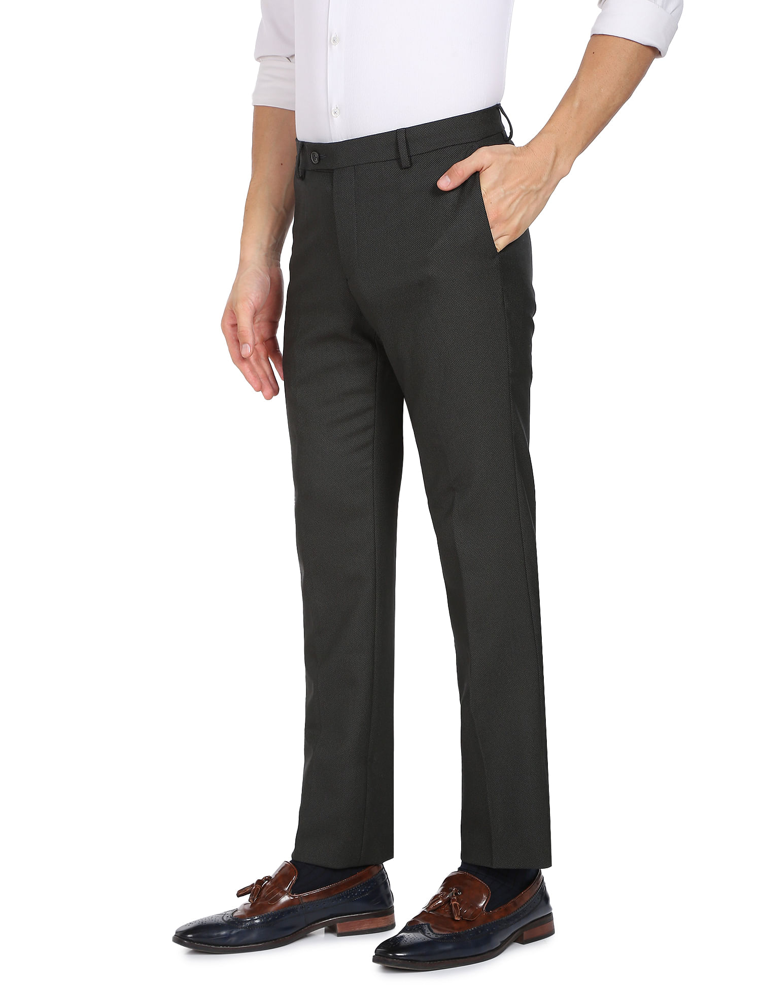 Buy Arrow Beige Regular Fit Trousers for Mens Online @ Tata CLiQ