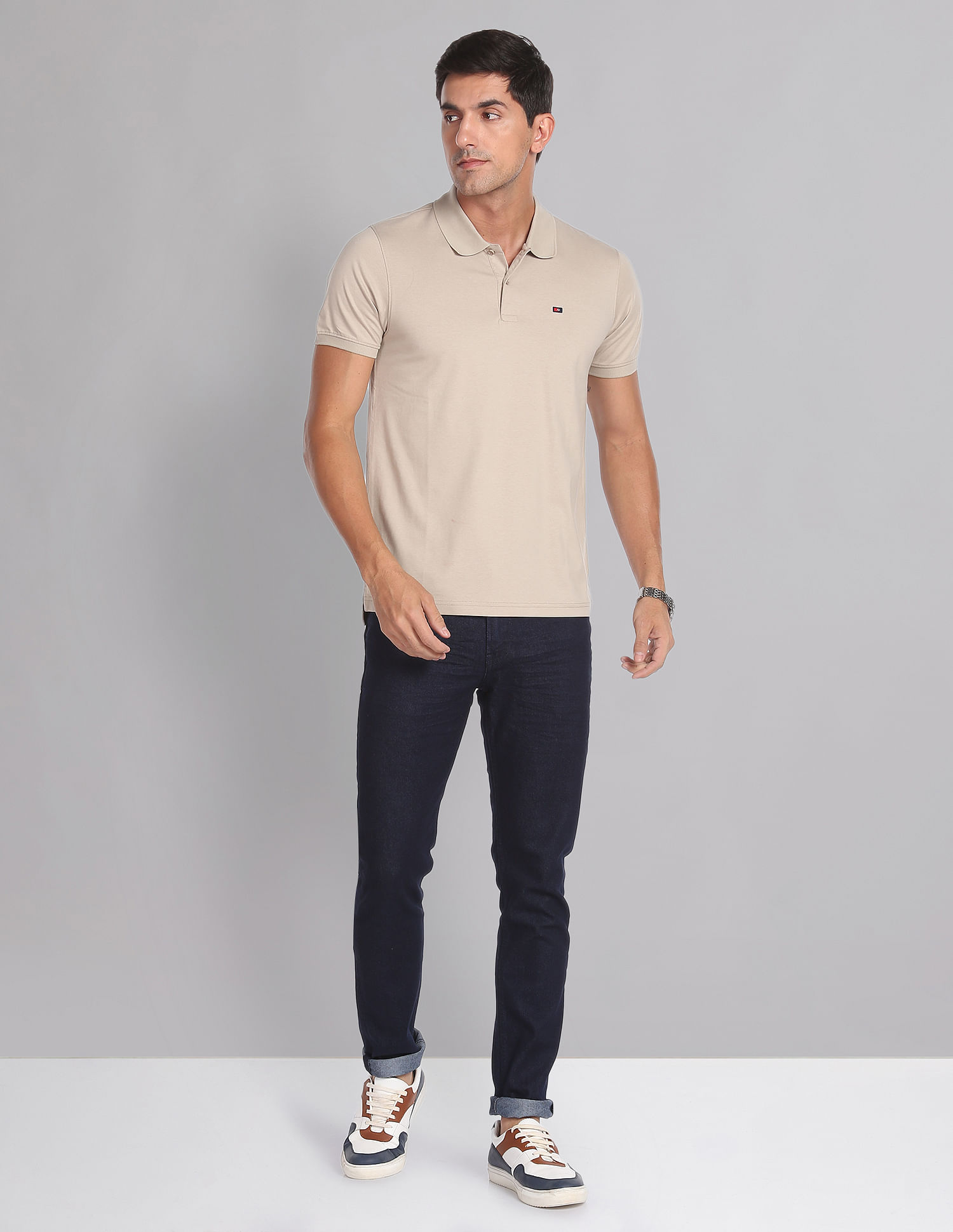 AD by Arvind Wrinkle Resistant Quick Dry Smart Polo Shirt