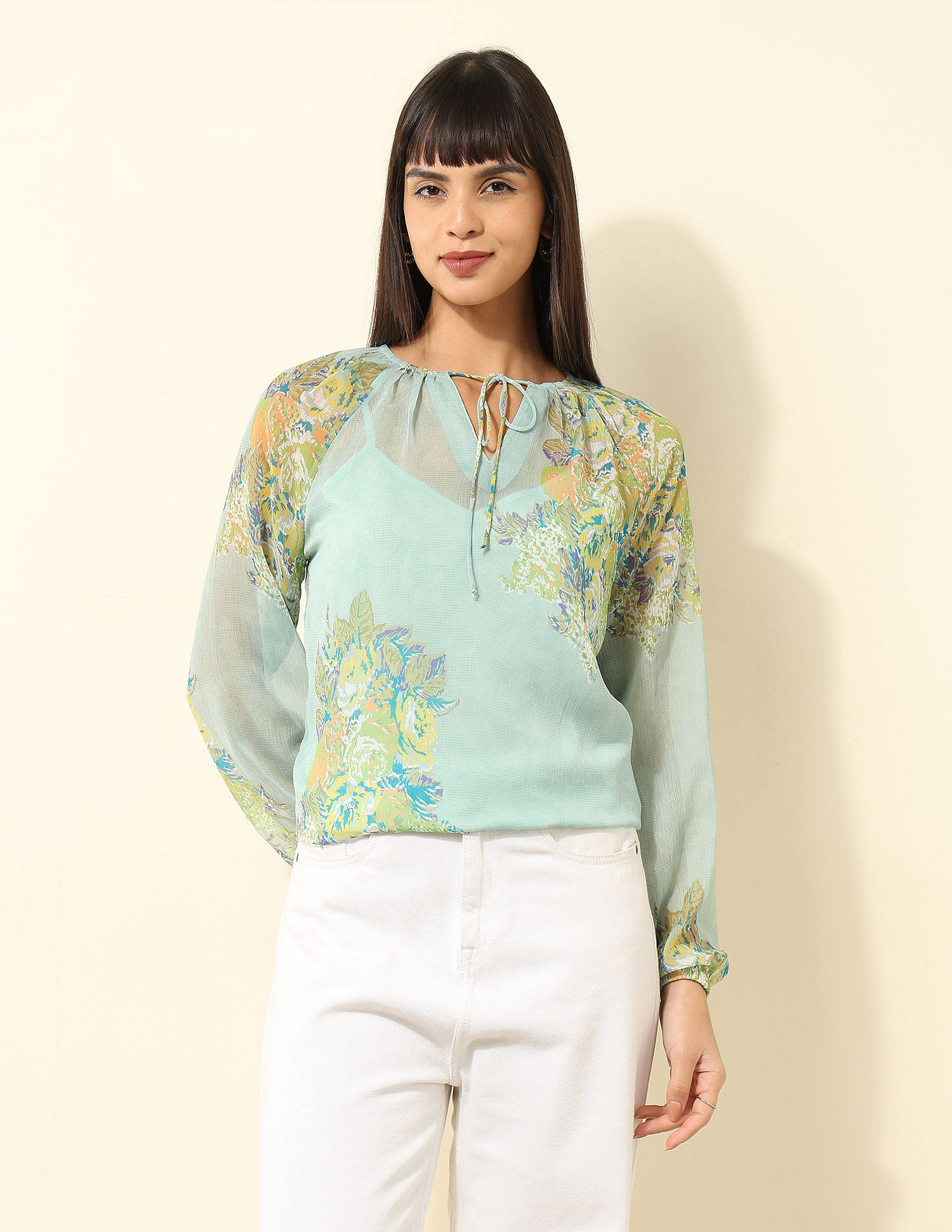 U.S. Polo Assn. Women Abstract Printed Chiffon Top