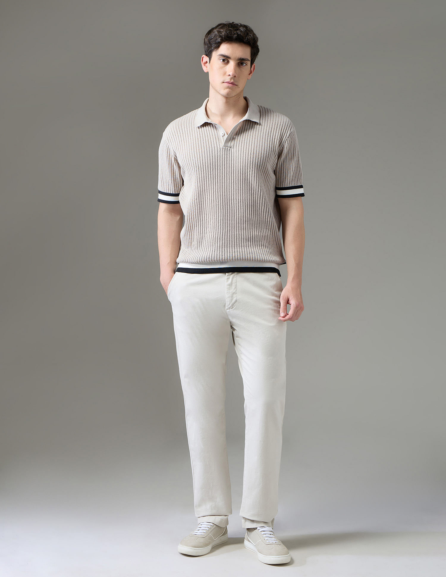 Arrow Newyork Textured Regular Fit Night Is Young Polo Shirt