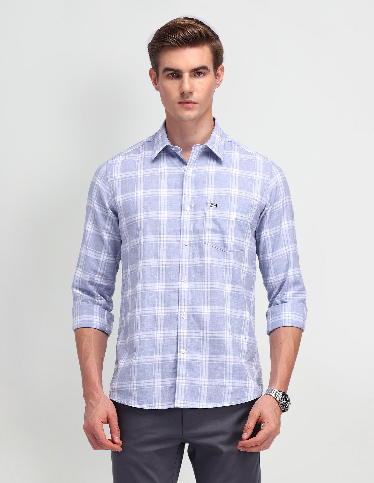 Arrow Sport Midscale Checked Manhattan Slim Fit Shirt