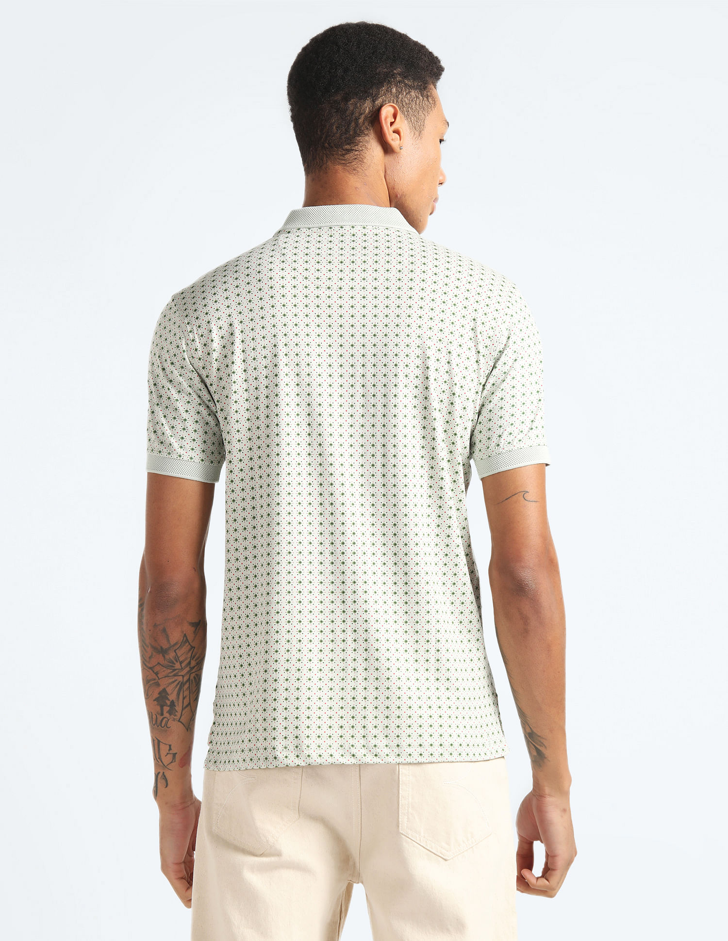 Flying Machine Jacquard Collar Pure Cotton Polo Shirt