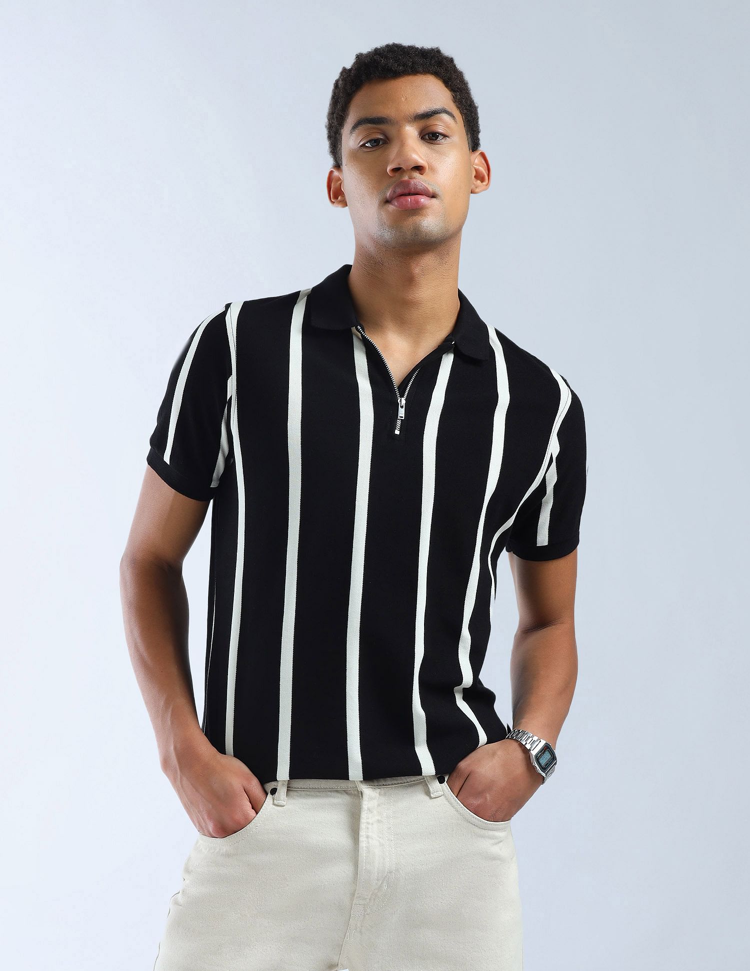 Flying Machine Vertical Striped Color Of Home Polo Shirt