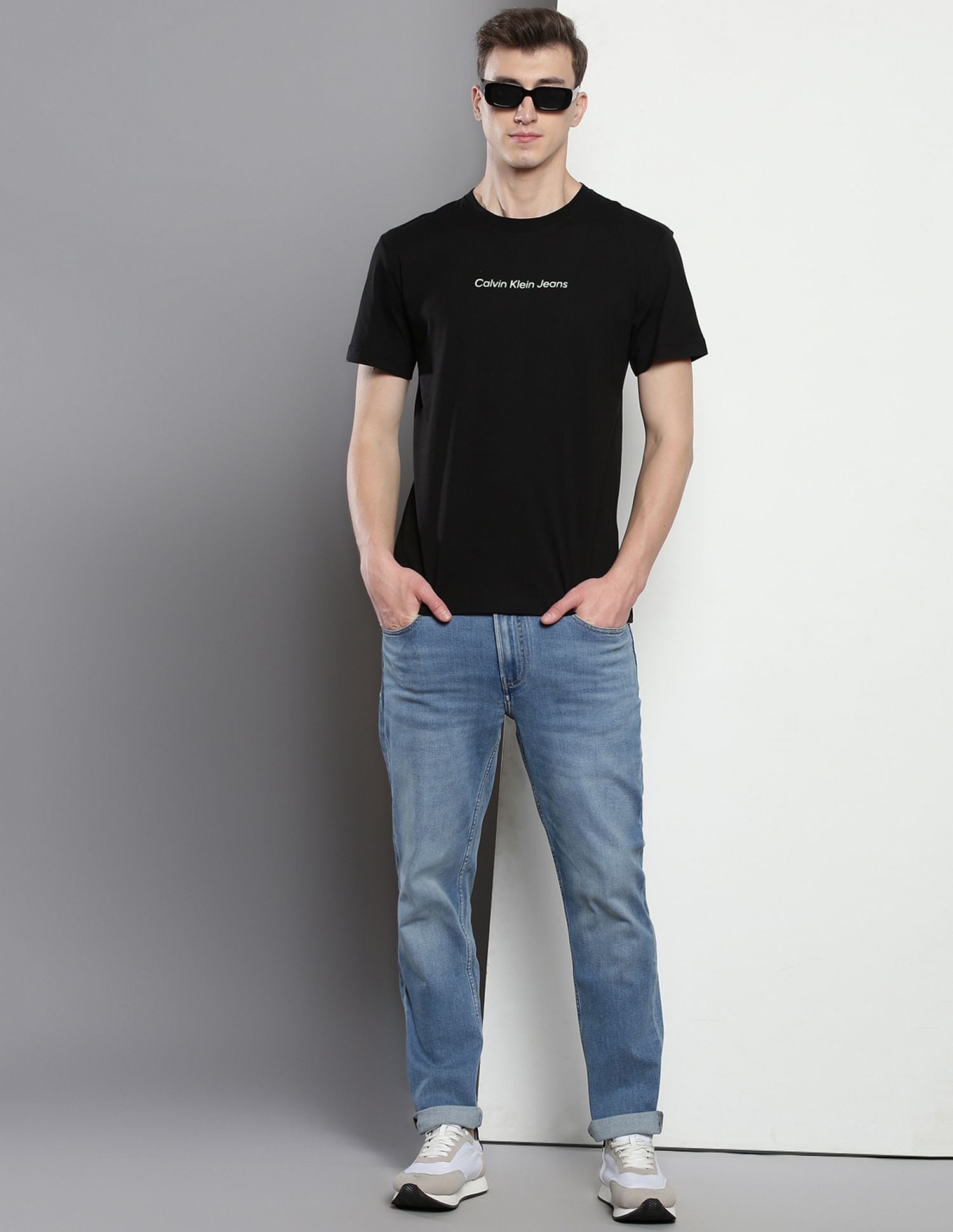 Calvin Klein Brand Print Cotton T-Shirt