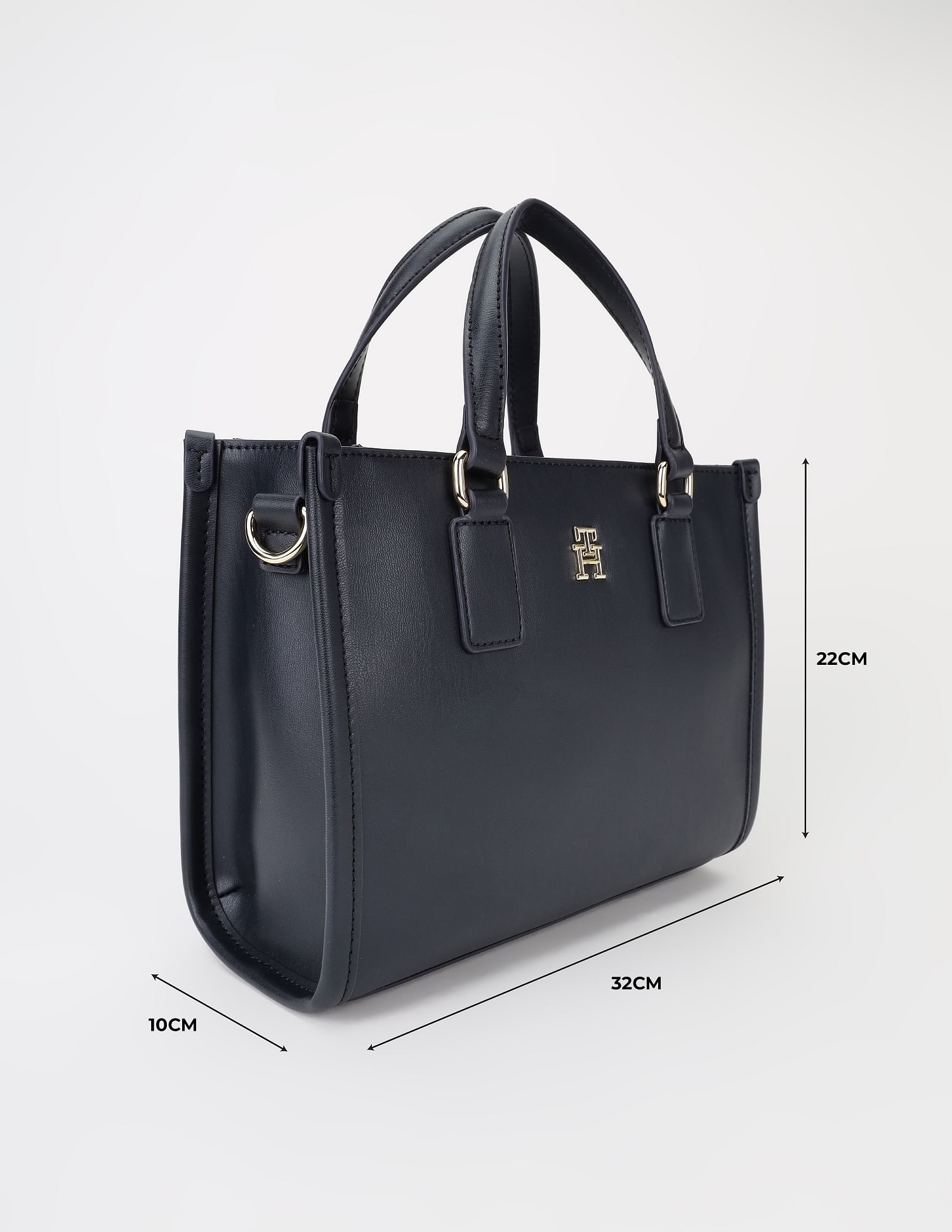 Tommy Hilfiger Solid Blue Pu Handbag
