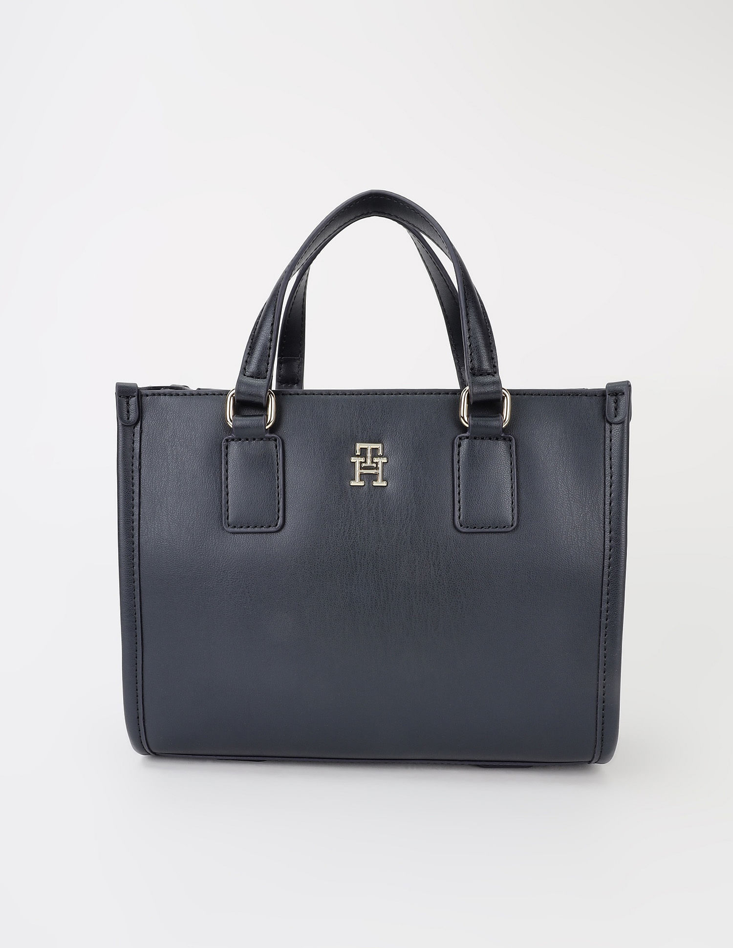 Tommy Hilfiger Solid Blue Pu Handbag