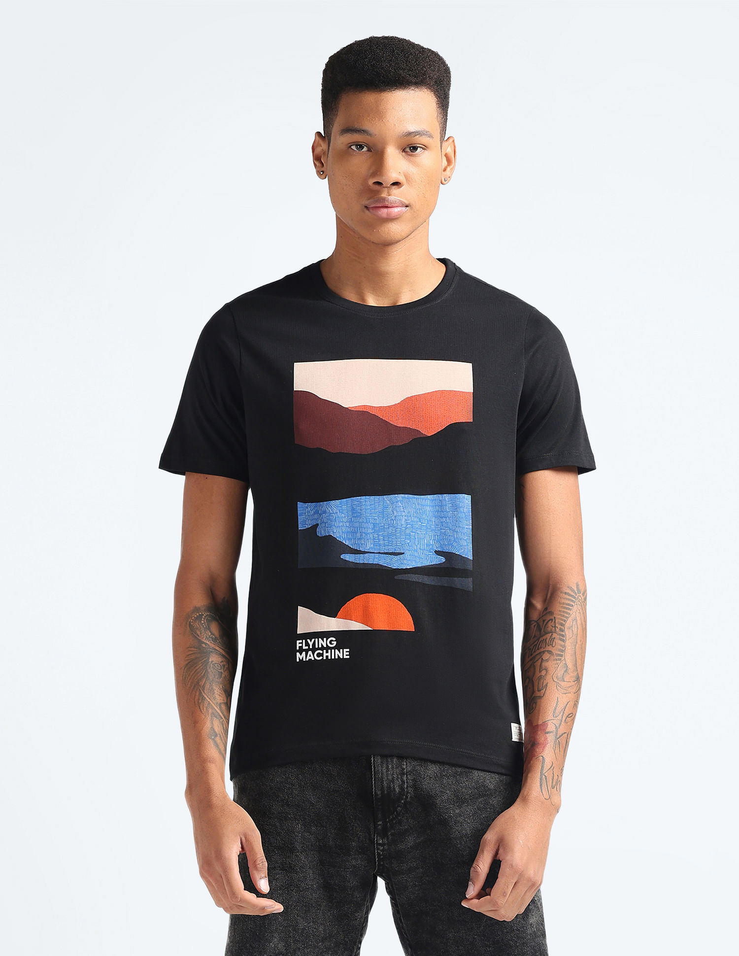 Flying Machine Graphic Print Cotton T-Shirt