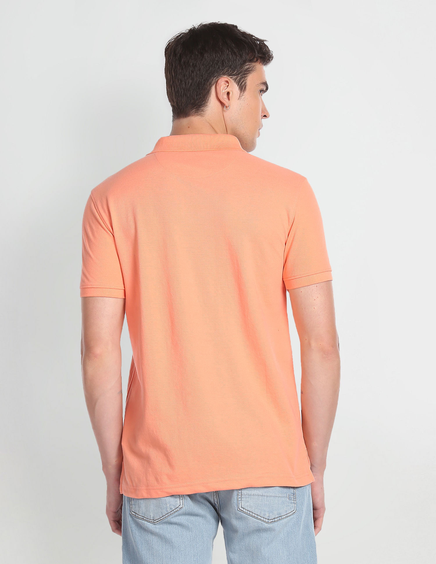 Flying Machine Solid One Pocket Polo Shirt