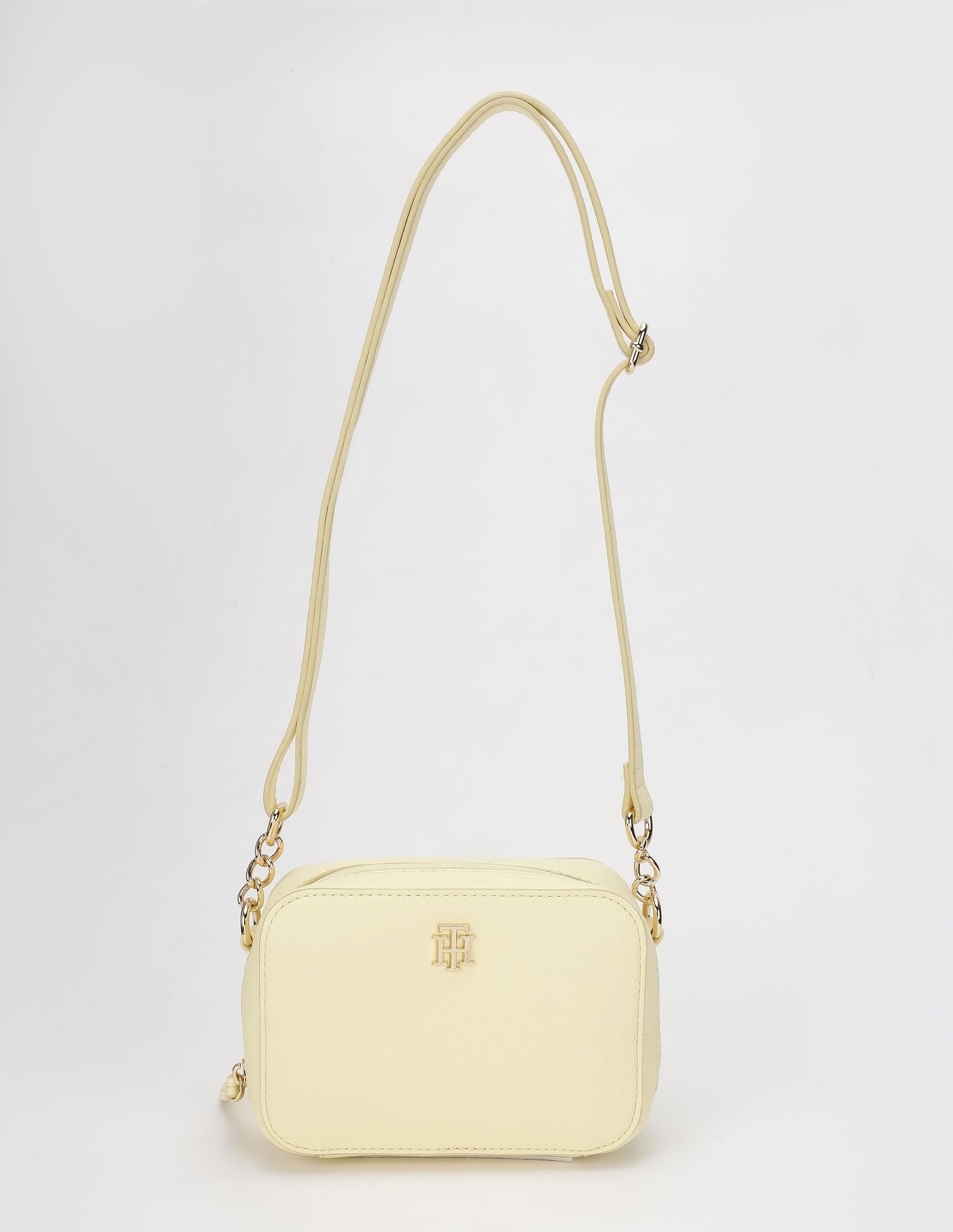 Tommy Hilfiger Solid Yellow Pu Sling Bag