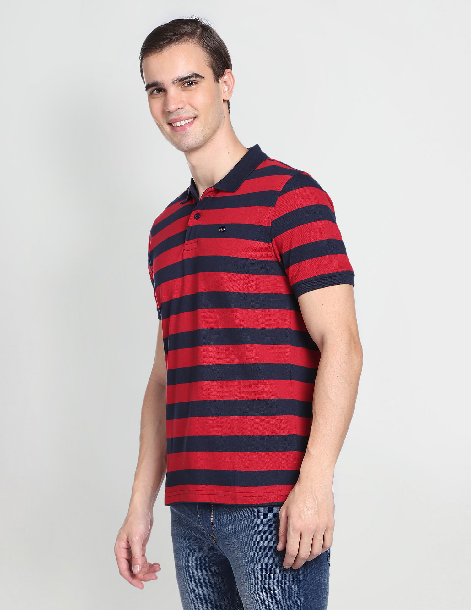 Arrow Sports Horizontal Stripe Polo Shirt