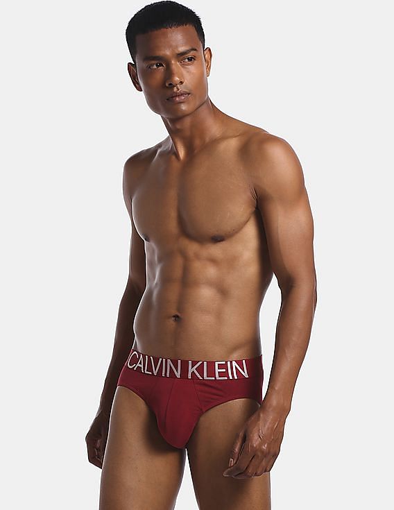 Buy Calvin Klein Underwear Men Maroon Elasticized Logo Waist Solid Hip  Briefs 