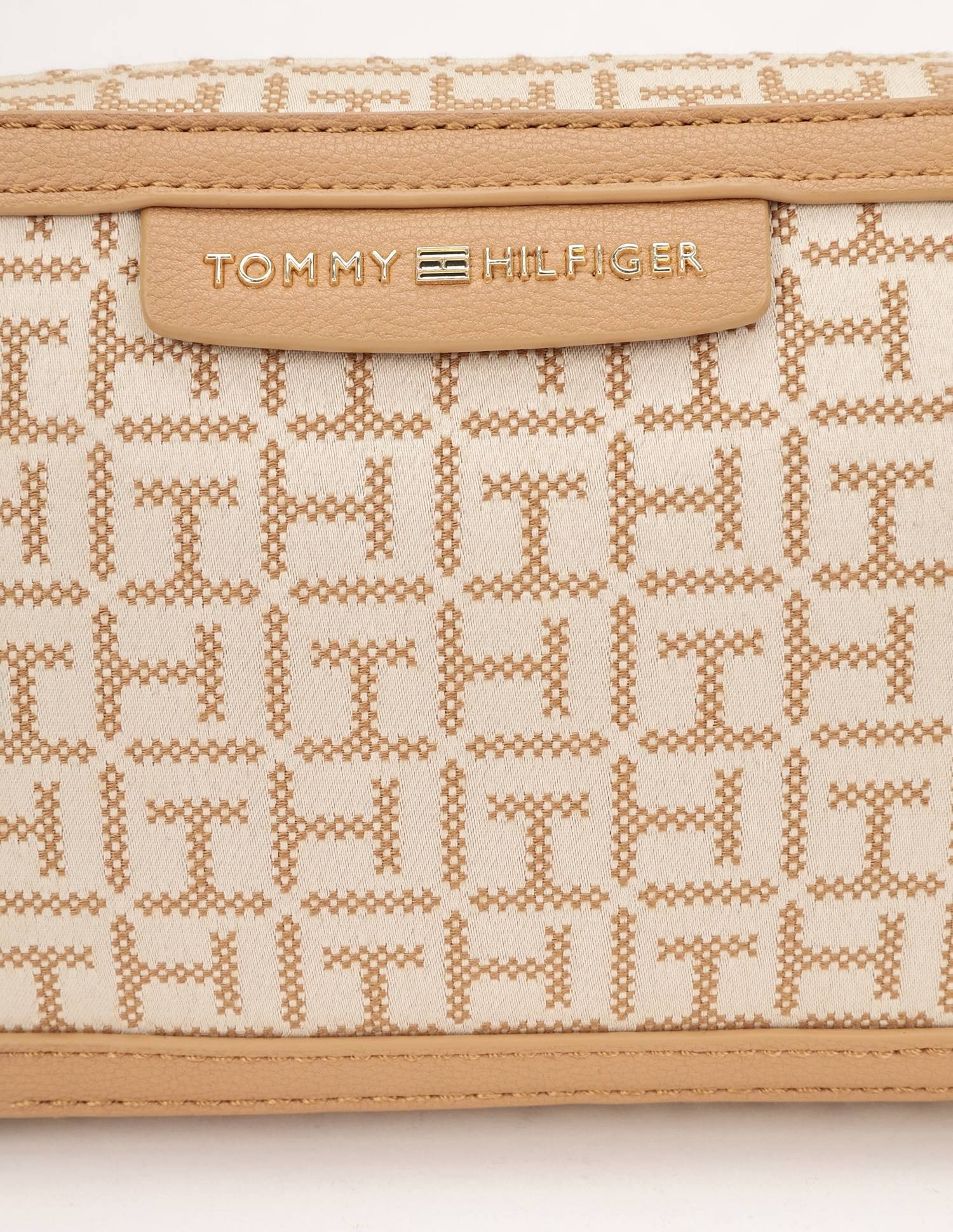Tommy Hilfiger Logo Brown Polyester Sling Bag