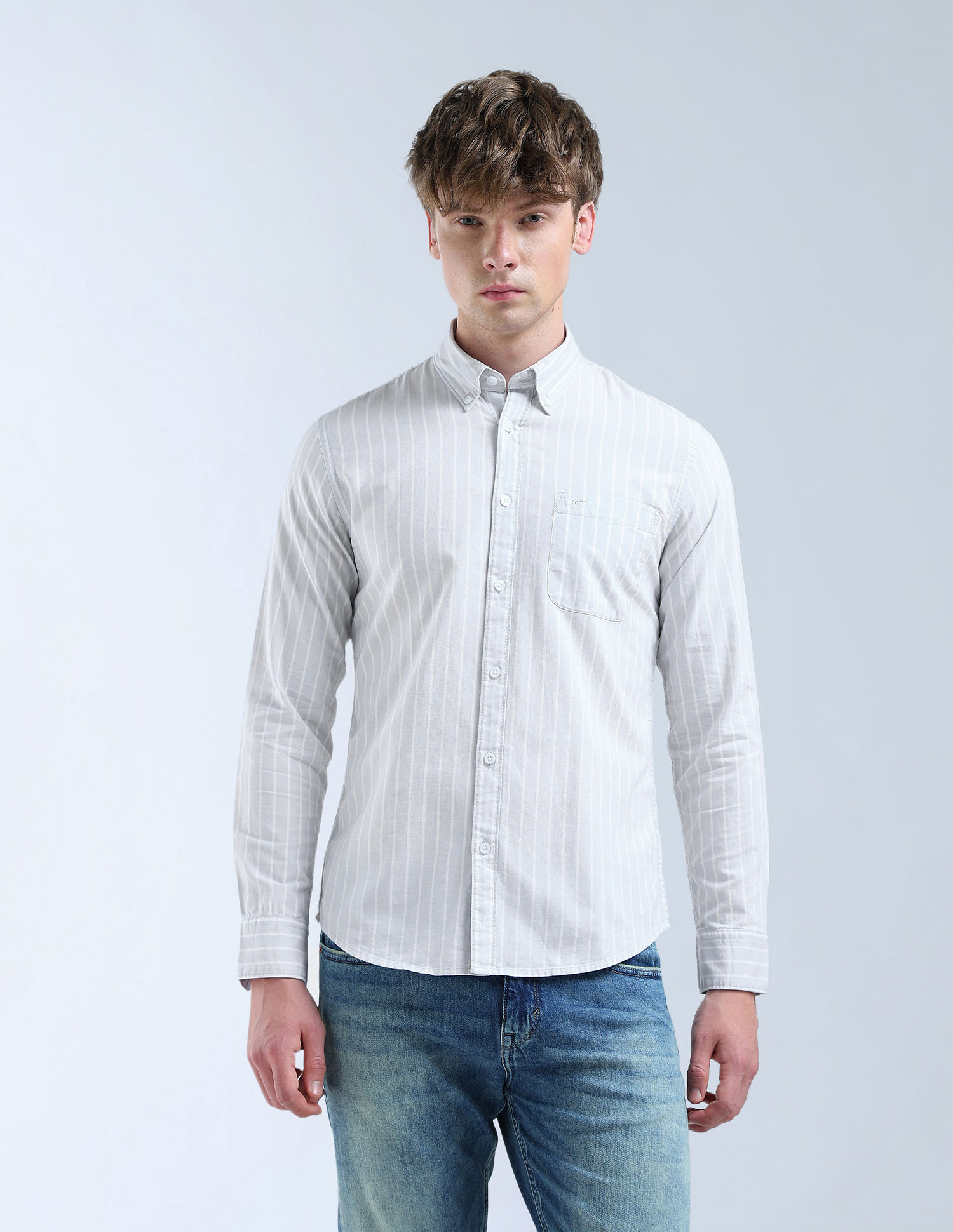 Flying Machine Vertical Striped Oxford Original Shirt