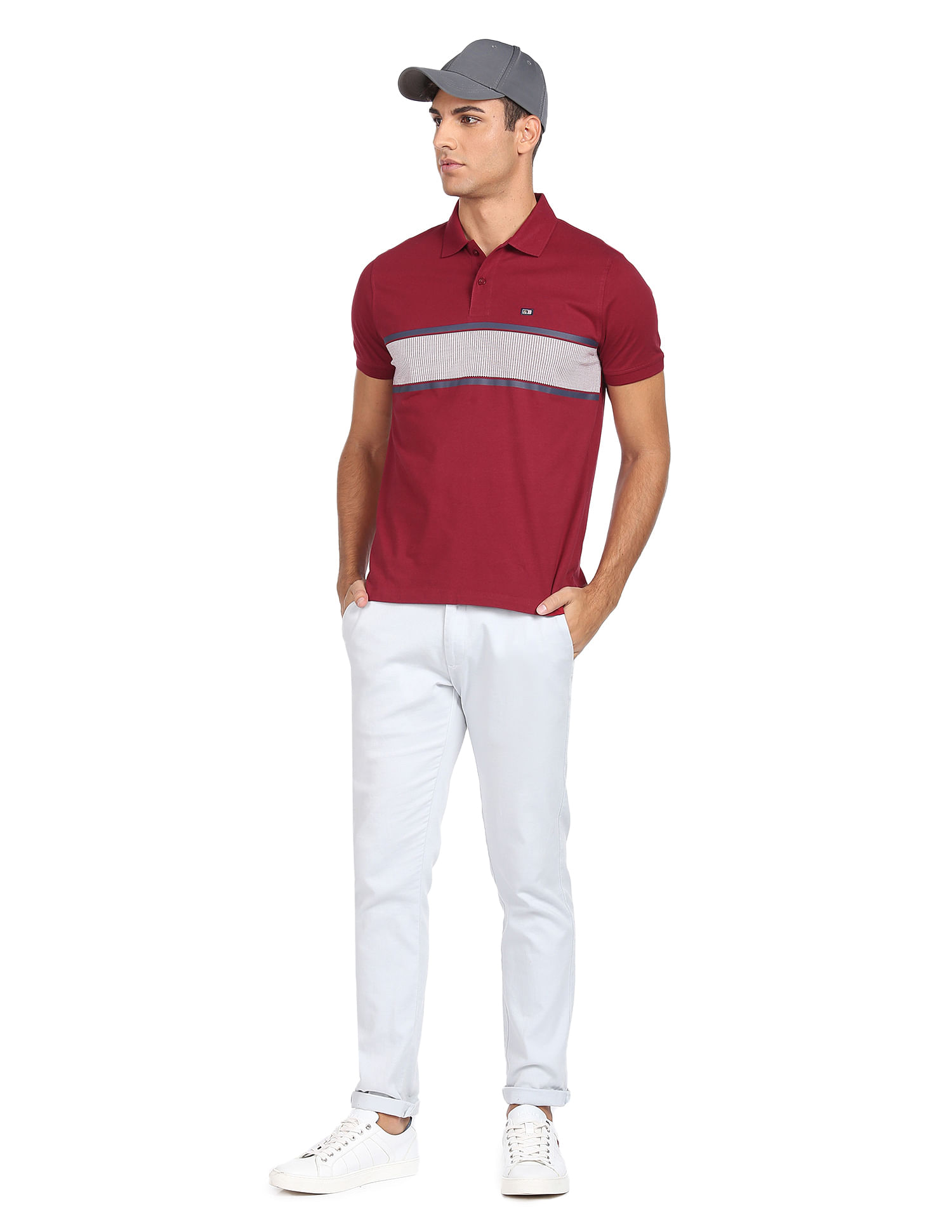 Arrow Sports Horizontal Stripe Cotton Polo Shirt