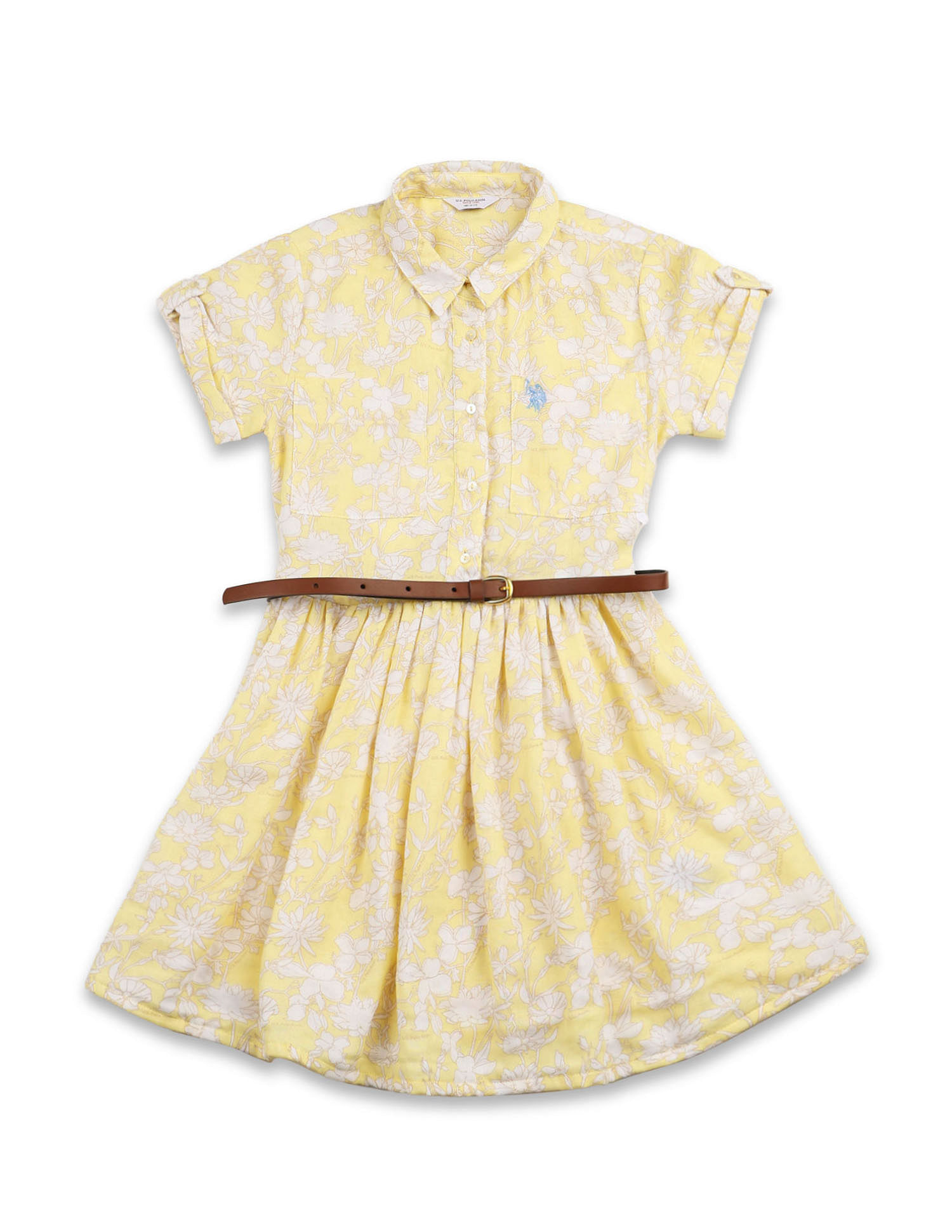 U.S. Polo Assn. Kids Girls Floral Printed Fit & Flare Dress