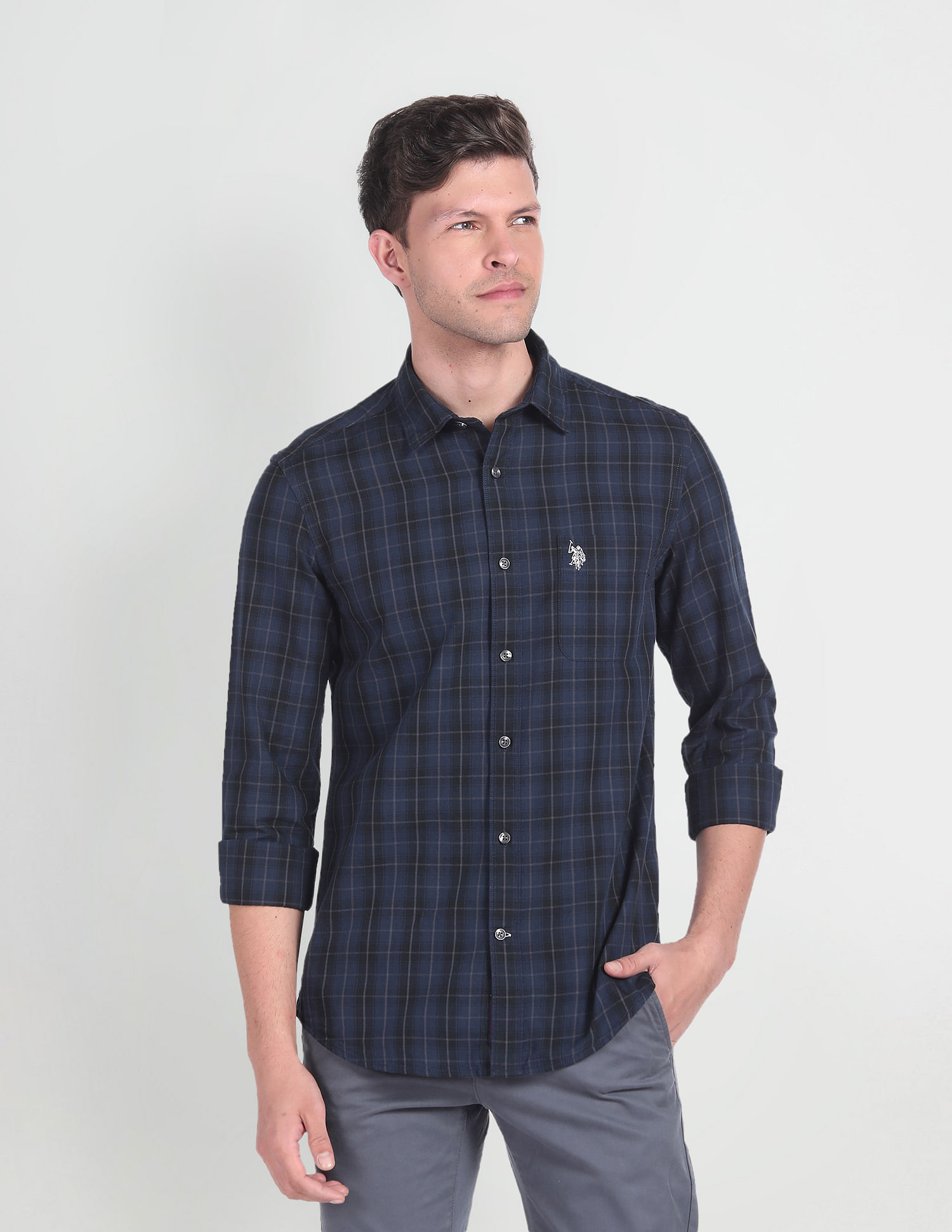 U.S. Polo Assn. Denim Co. Plaid Check Cotton Twill Shirt