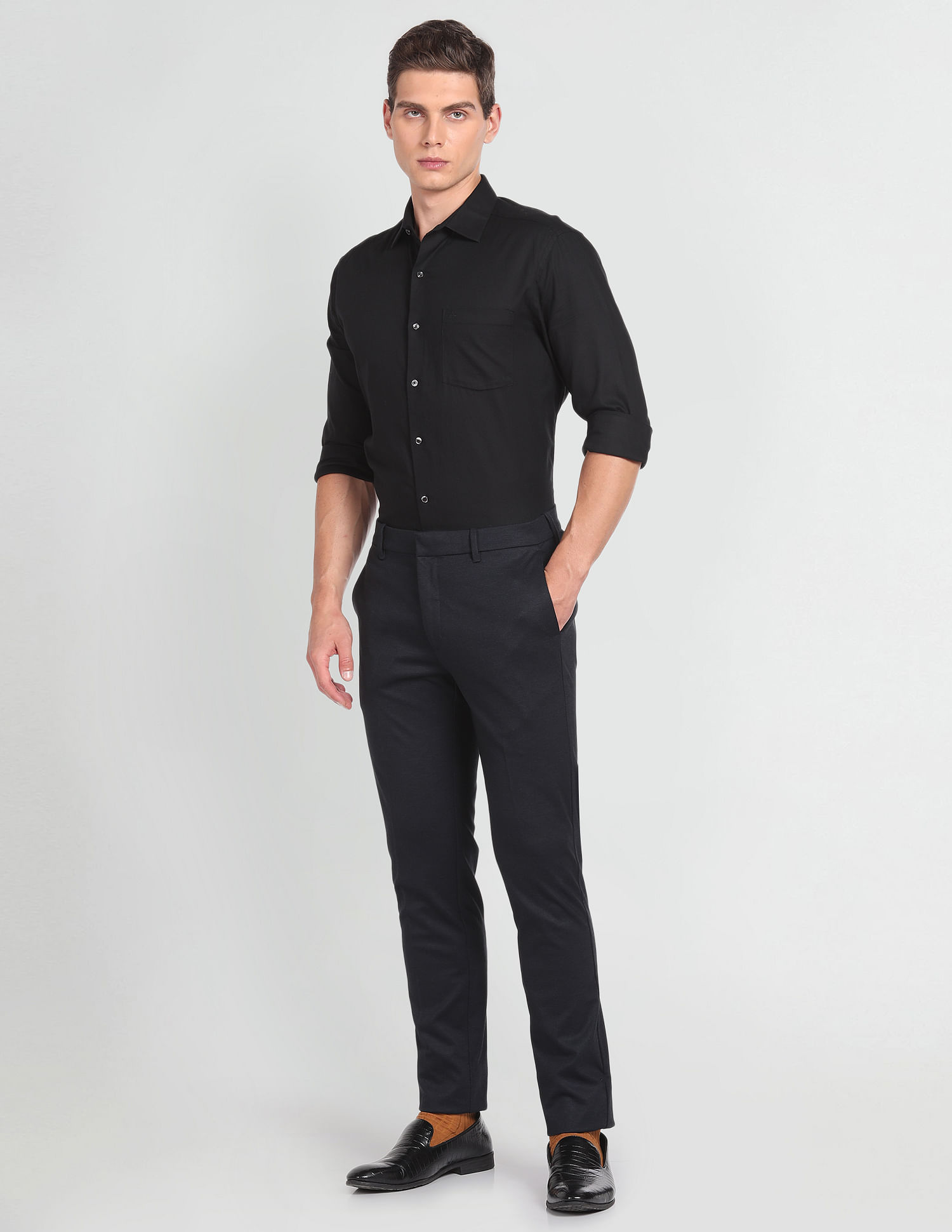 Arrow Newyork Mid Rise Dobby Trousers