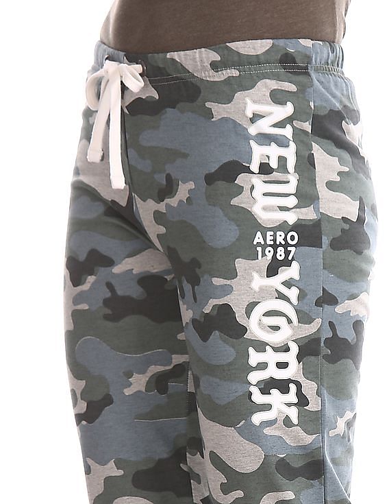 Aeropostale Green Camo Print Fleece Track Pants
