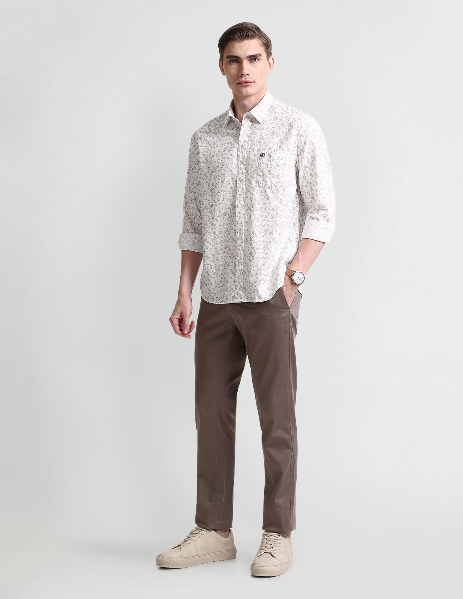 Arrow Sport Point Collar Floral Print Shirt