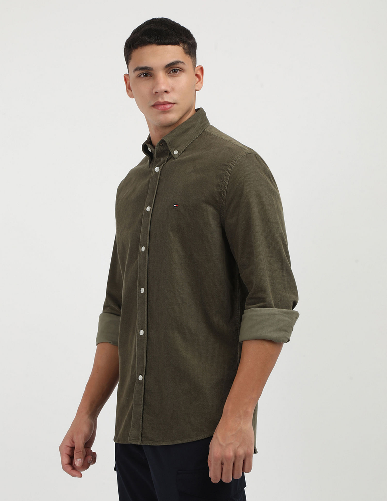 Tommy Hilfiger Solid Corduroy Regular Fit  Shirt