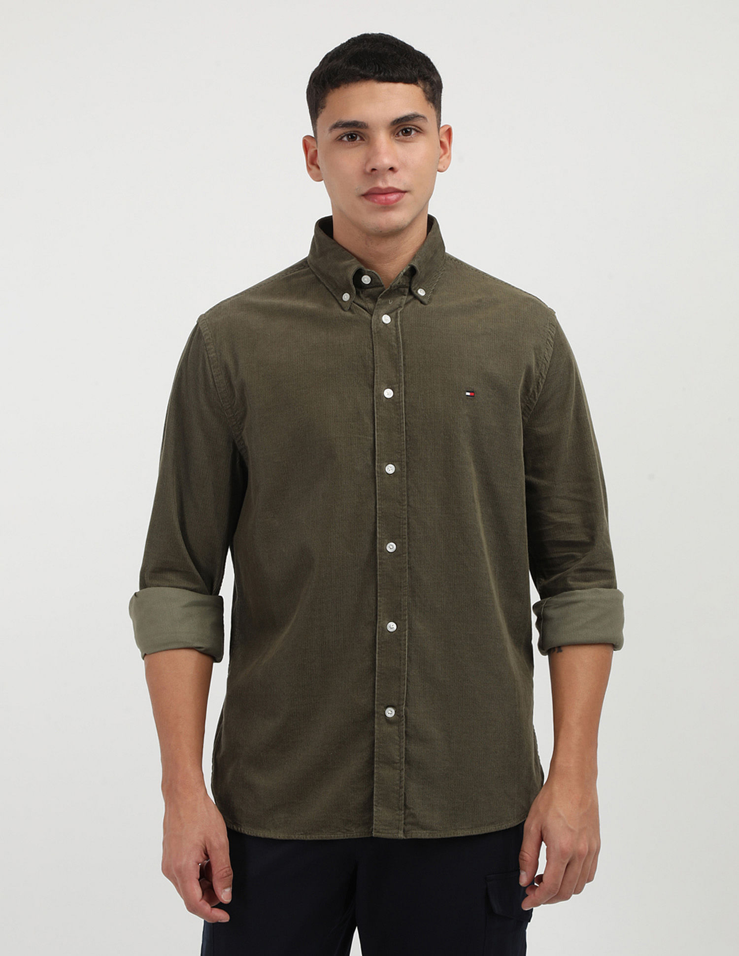 Tommy Hilfiger Solid Corduroy Regular Fit  Shirt