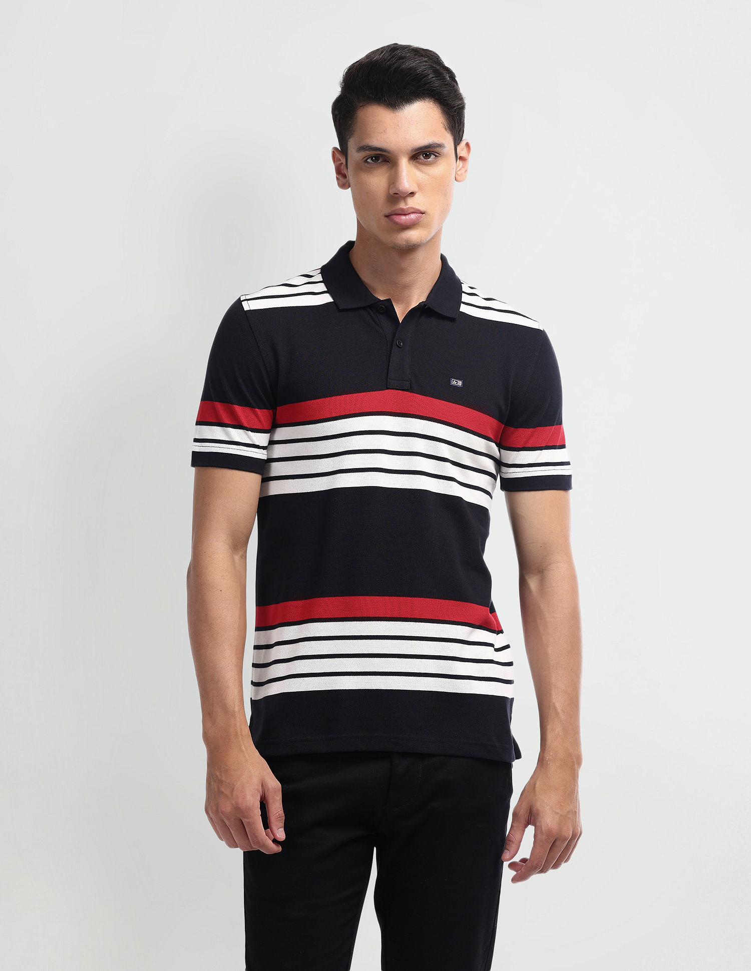 Arrow Sport Horizontal Stripe Regular Fit Polo Shirt