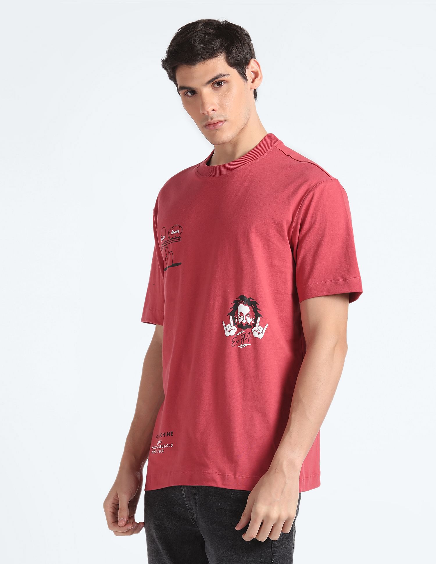 Flying Machine Graphic Print Oversized T-Shirt